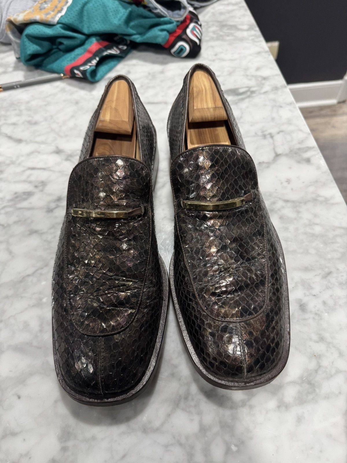Gucci Gucci Runway Vintage Python Skin Loafers- Brown Iridescent Size US 11.5 / EU 44-45 - 1 Thumbnail