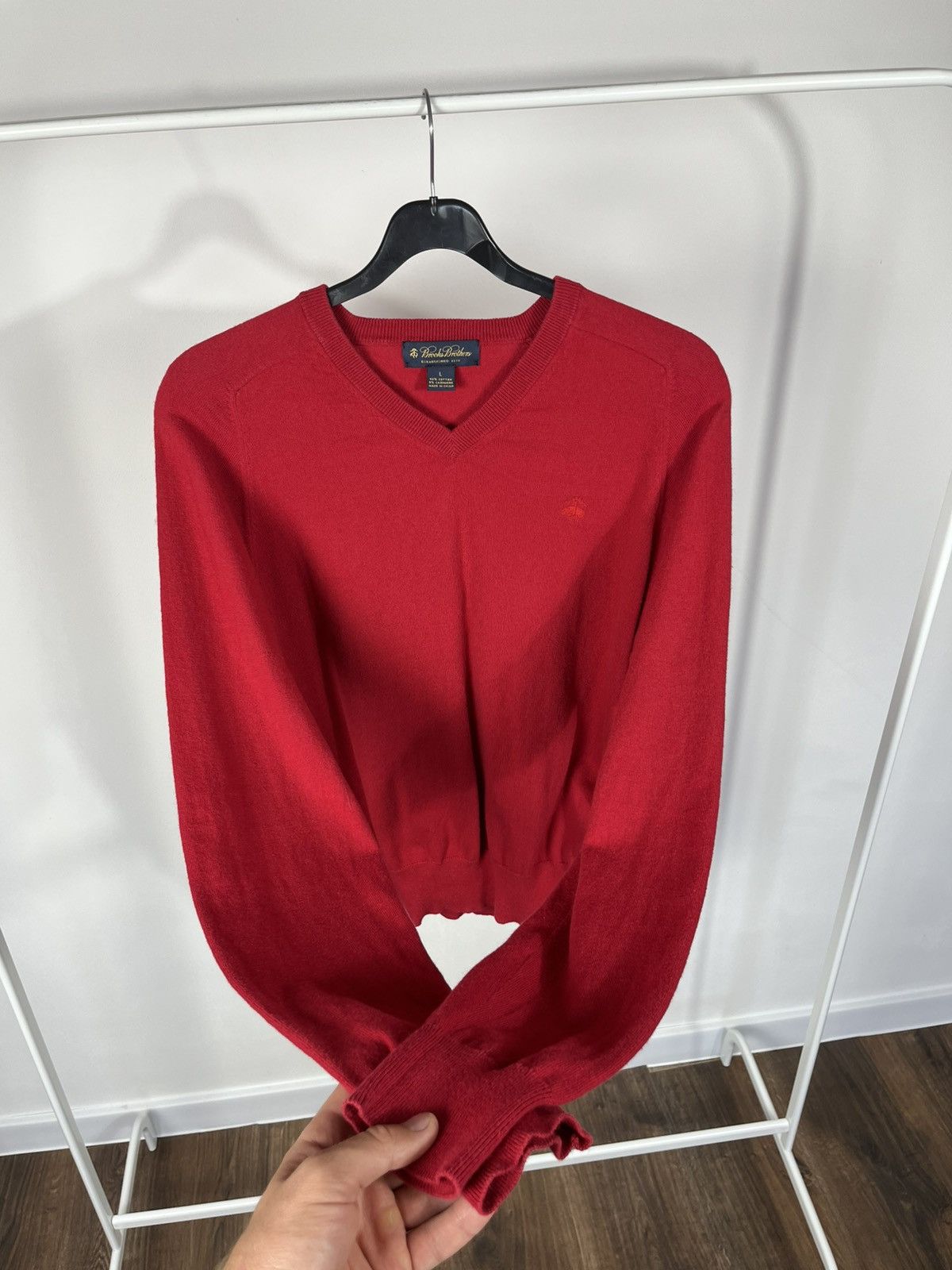 Brooks Brothers Brooks Brothers Red V Neck Cotton Cashmere Sweater Men’s L Size US L / EU 52-54 / 3 - 9 Thumbnail