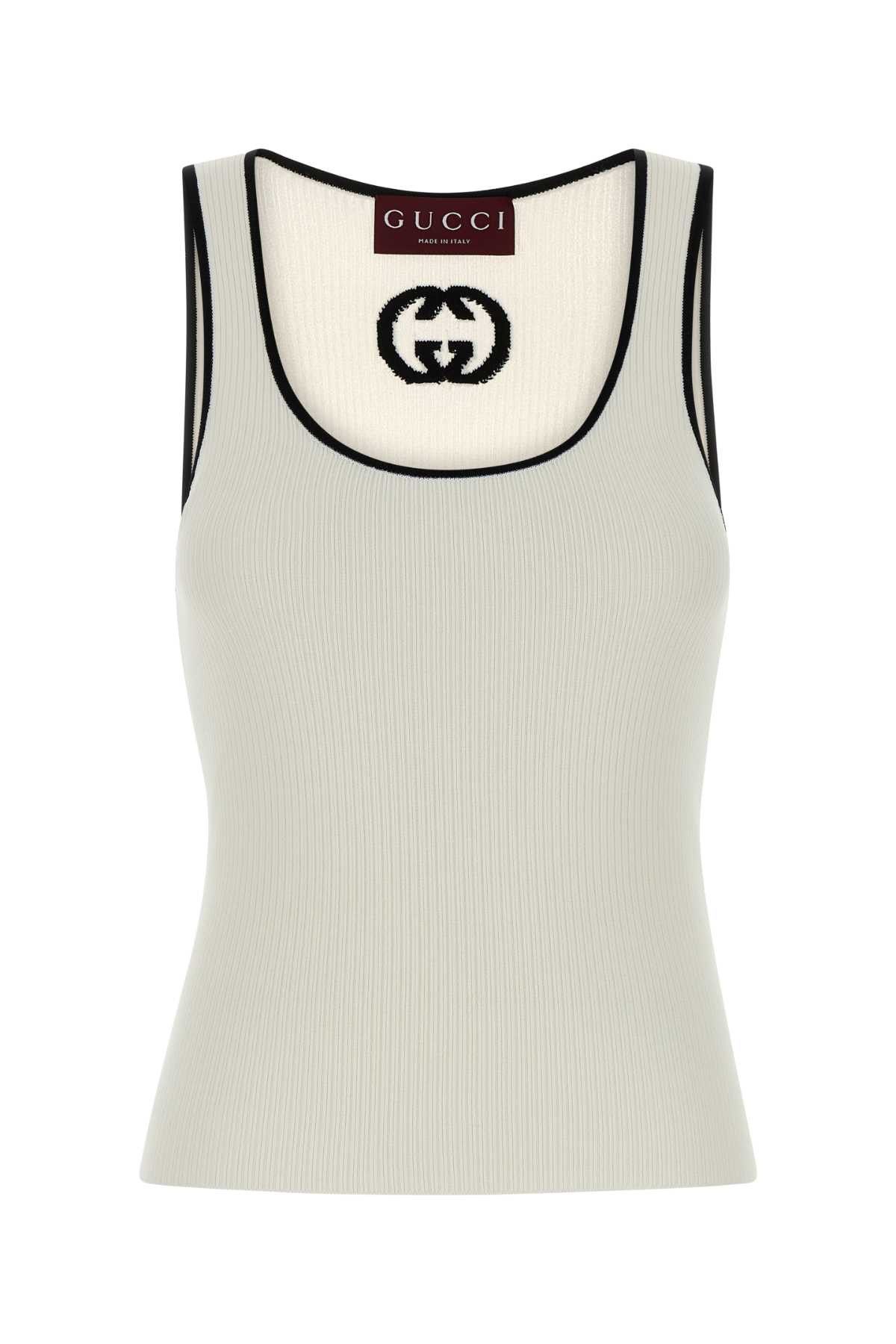 Gucci White Viscose Blend Tank Top Size XS / US 0-2 / IT 36-38 - 1 Thumbnail