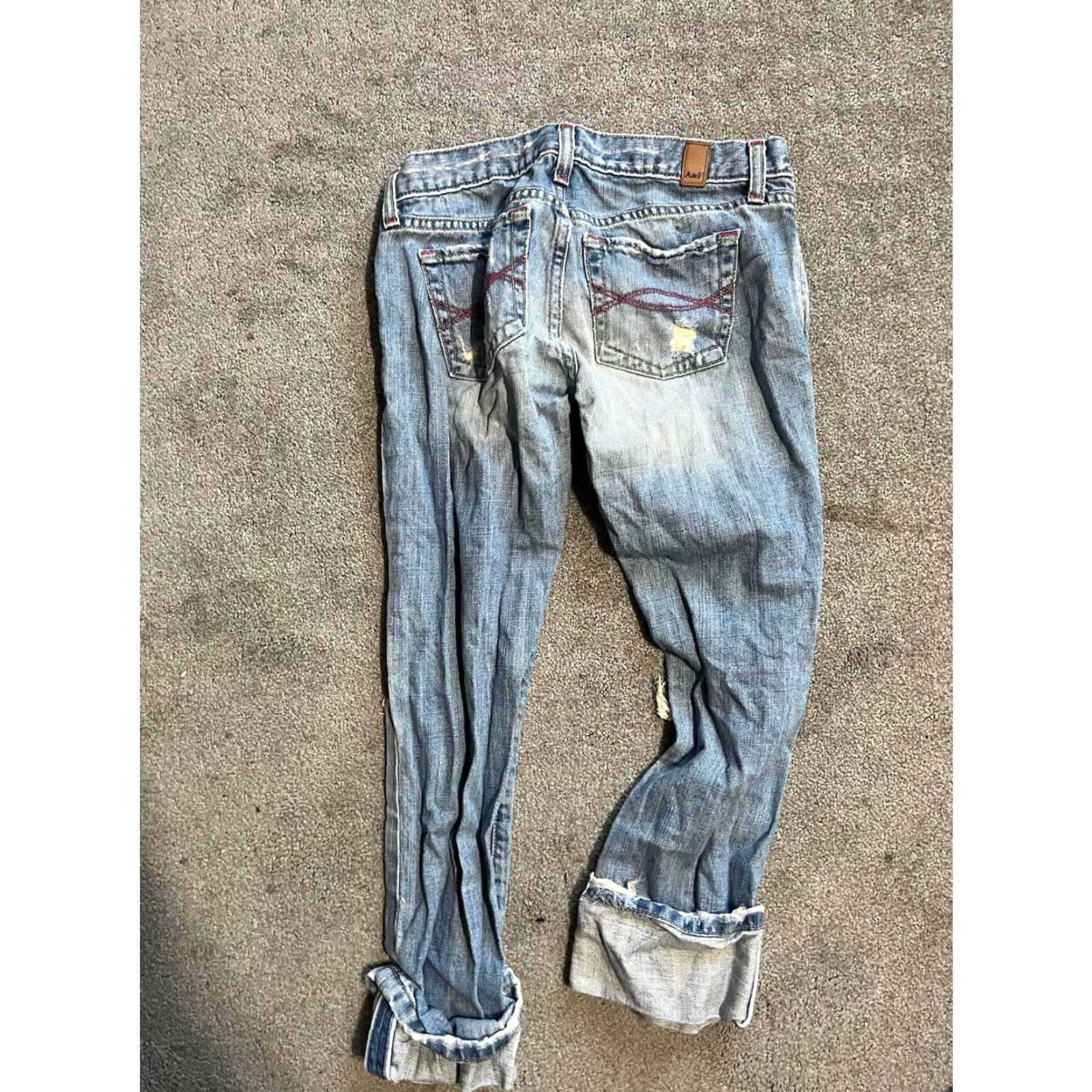 Abercrombie & Fitch VINTAGE Abercrombie & Fitch Jeans Capri Blue 00R Cropped 100% Cotton Distressed Size 24" / US 00 / IT 34 - 2 Thumbnail