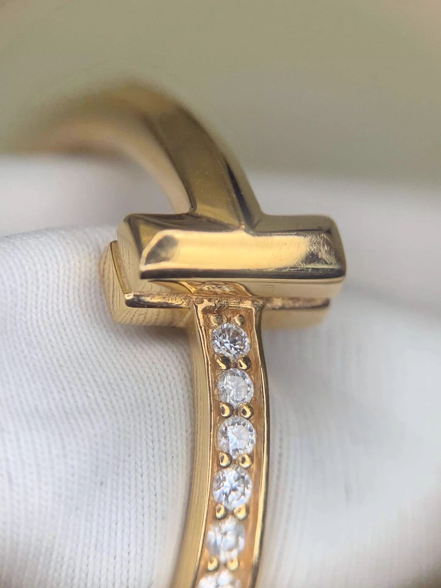 Tiffany & Co. Tiffany T1 Rose Gold Half-Diamond Ring Size 49 3.74g Box Size ONE SIZE - 3 Thumbnail
