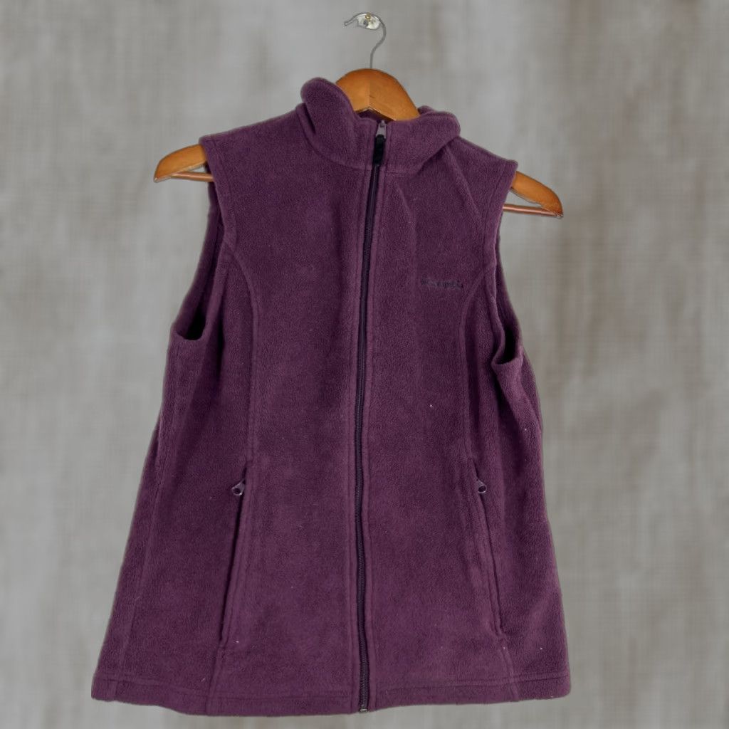 Vintage Columbia Vest Women S Sleeveless Full Zip Fleece Purple Burgundy Subtle 21” Chest 25” Length Size S / US 4 / IT 40 - 1 Thumbnail