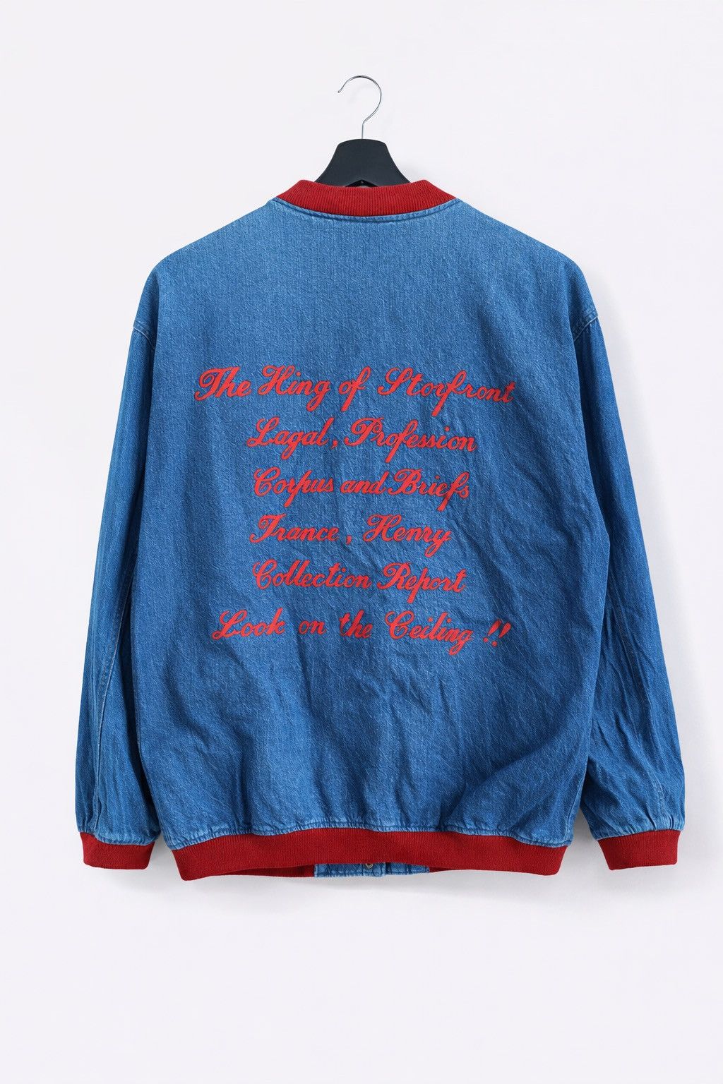 Japanese Brand Vintage Roxy Riders Co Denim Varsity Jacket Blue Red Collar Size US M / EU 48-50 / 2 - 2 Thumbnail