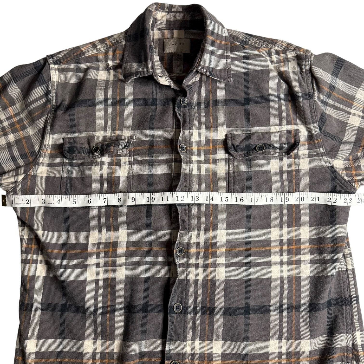 JACHS NY JACHS Men’s Button Front Plaid Flannel Gray Tan Shirt Large Size US L / EU 52-54 / 3 - 12 Thumbnail