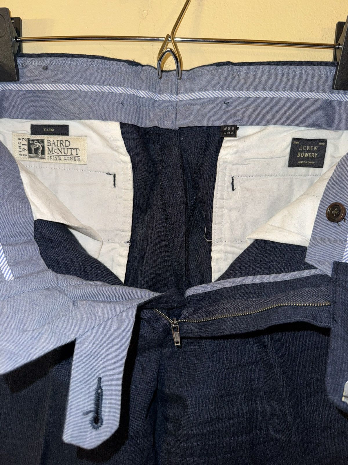 J.Crew J Crew Men’s Bowery Slim Navy Linen Pants, 28x32 Size US 28 / EU 44 - 3 Thumbnail