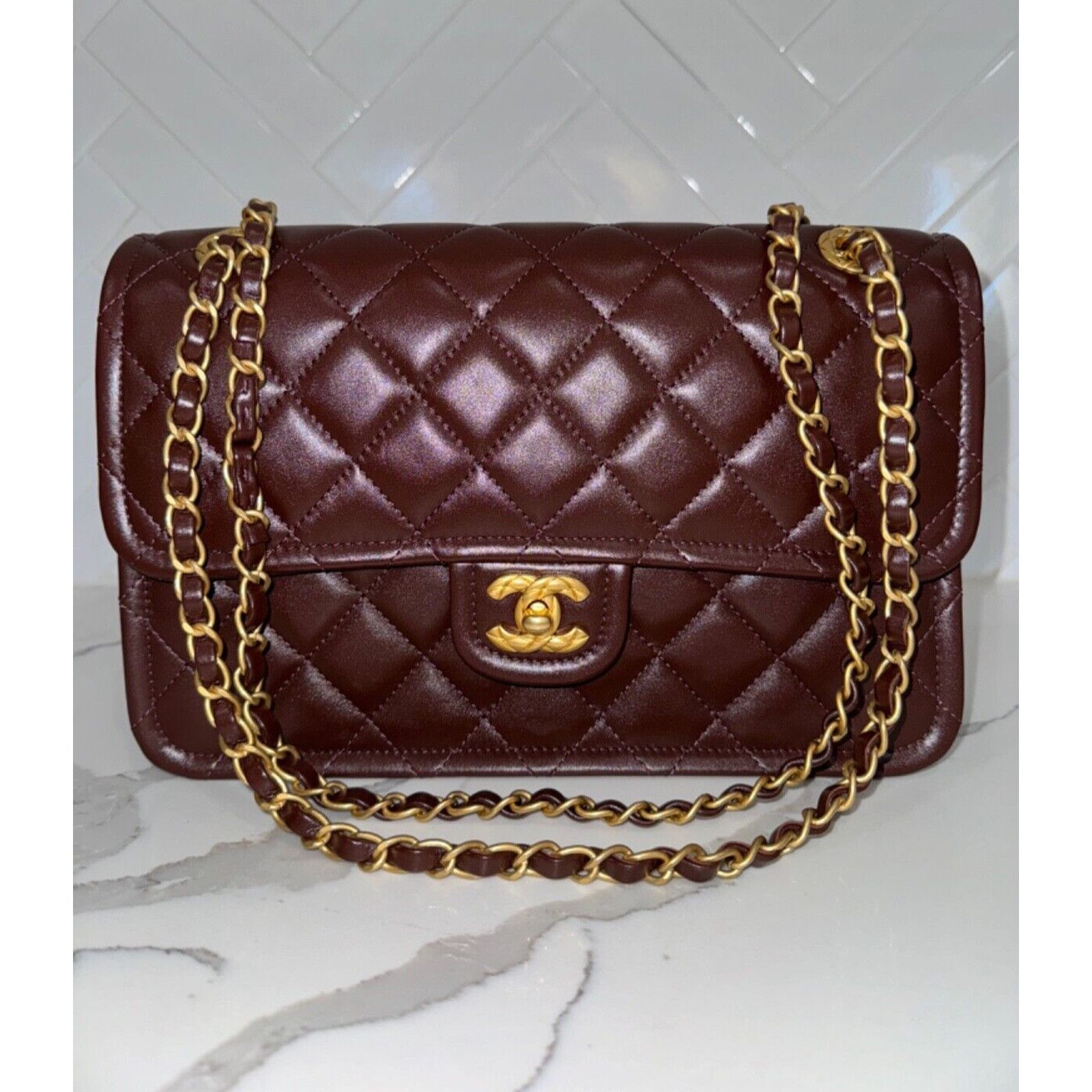 Chanel Chanel Dark Brown Large CC Gold Classic Shoulder Bag Size ONE SIZE - 8 Thumbnail