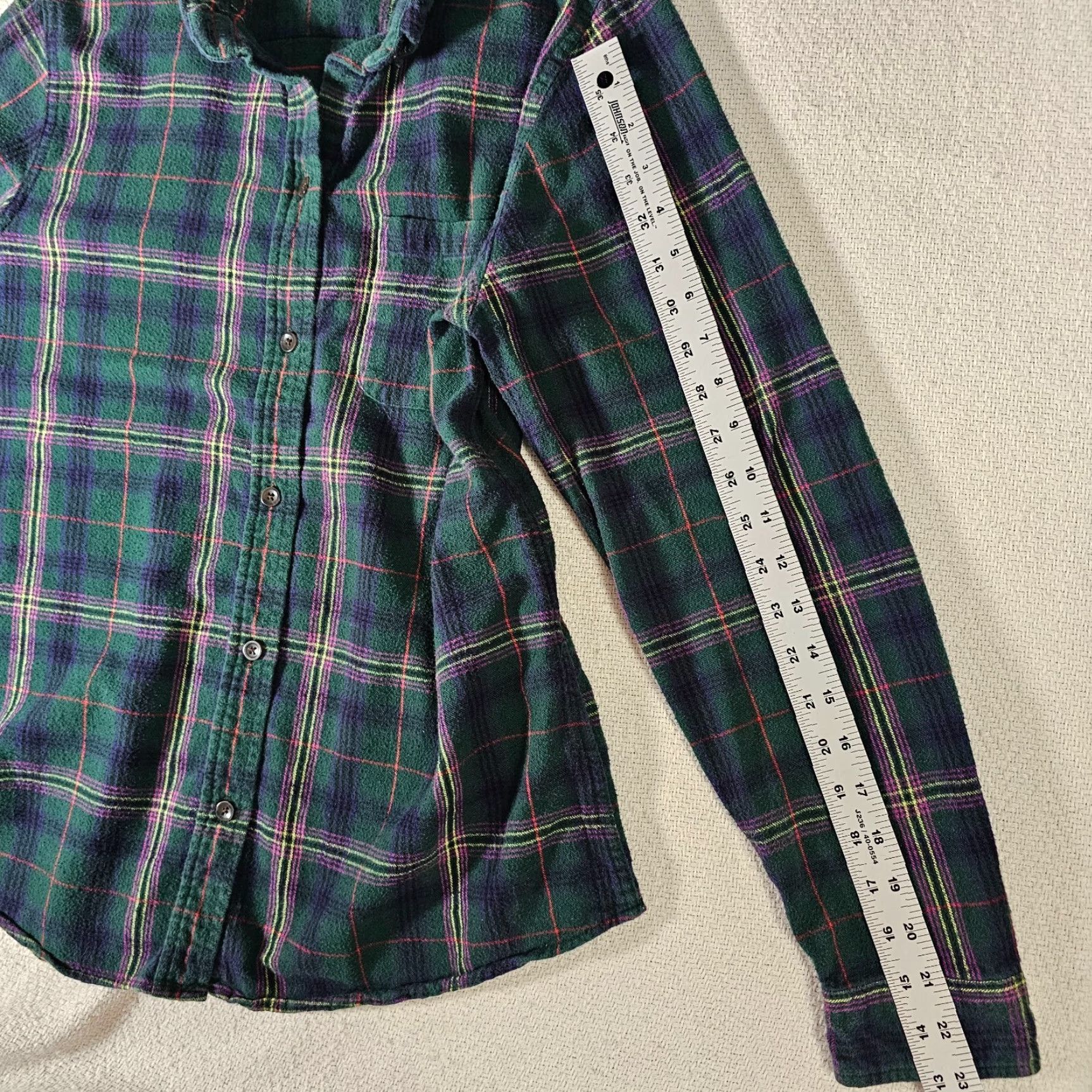 Vintage L.L. Bean Women's Flannel Shirt M Reg Green Plaid Button-Up Long Sleeve Classic Size M / US 6-8 / IT 42-44 - 7 Thumbnail