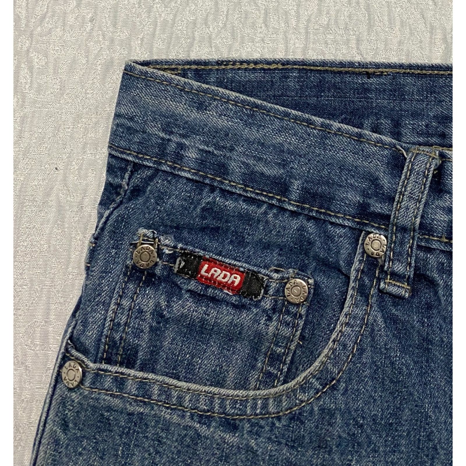 Vintage LADA Jeans Straight 30x31 Blue Distressed Mens Jeans 30 Regular Blue Denim 5-Pocket Style Straight Mens Size US 30 / EU 46 - 2 Thumbnail