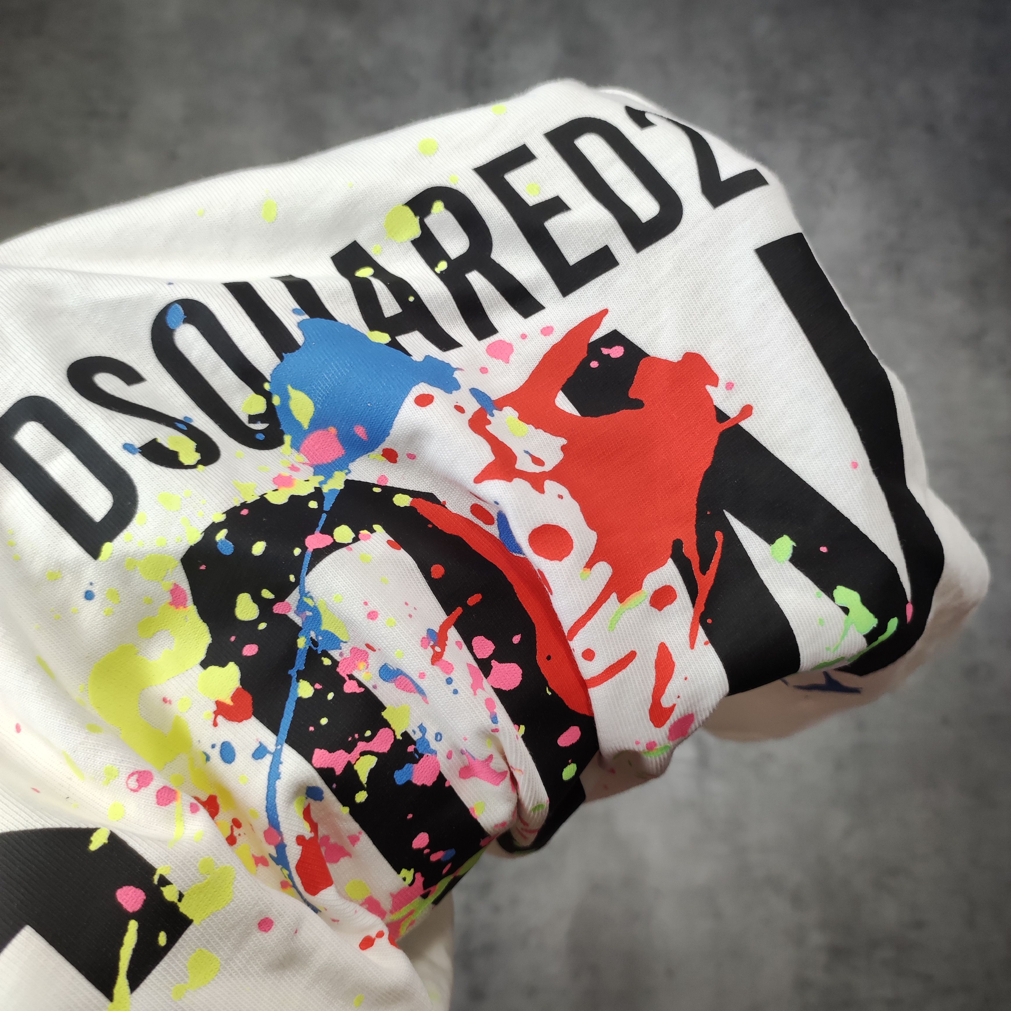 Dsquared2 RARE Dsq2 Dsquared2 White ICON Paint Splah Logo Tee Size US S / EU 44-46 / 1 - 5 Thumbnail