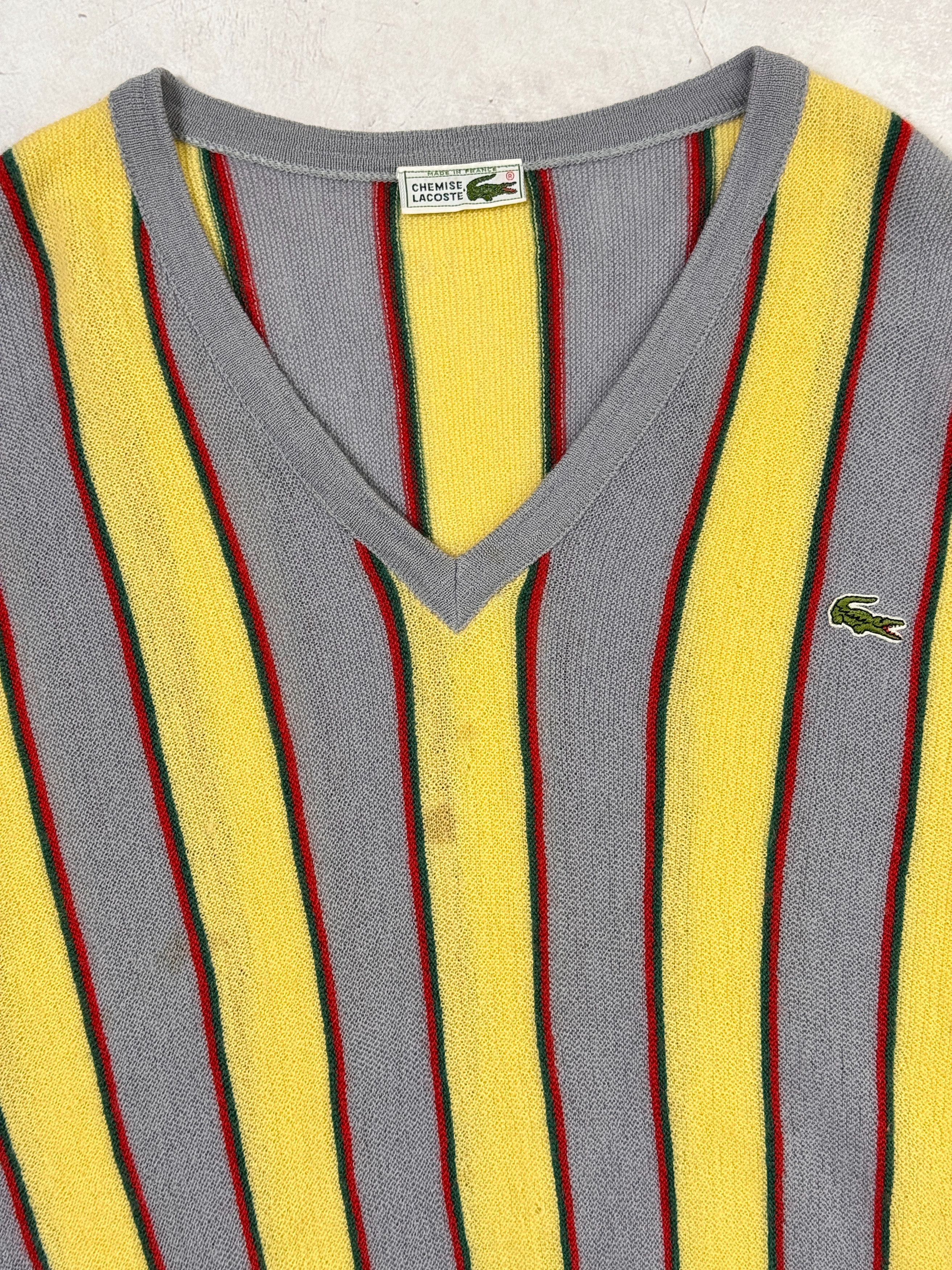 Lacoste Vintage Chemise Lacoste Sweater V-Neck Wool Striped Size US L / EU 52-54 / 3 - 6 Thumbnail