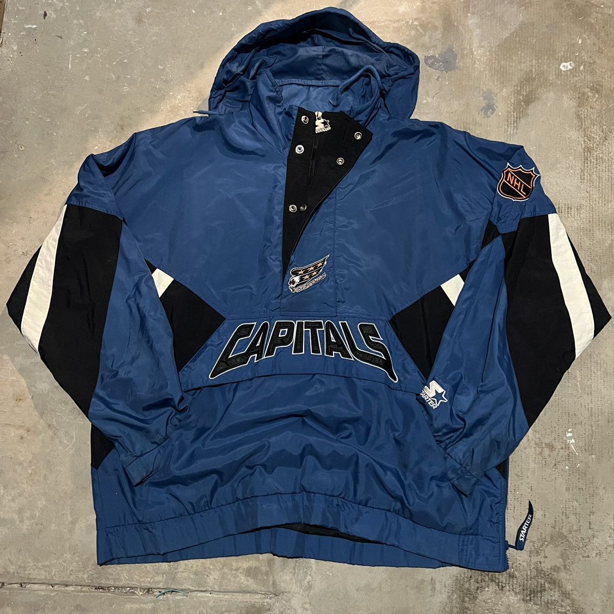 image of Grail Washington Capitals Hooded Starter Jacket in Blue, Men's (Size XL)