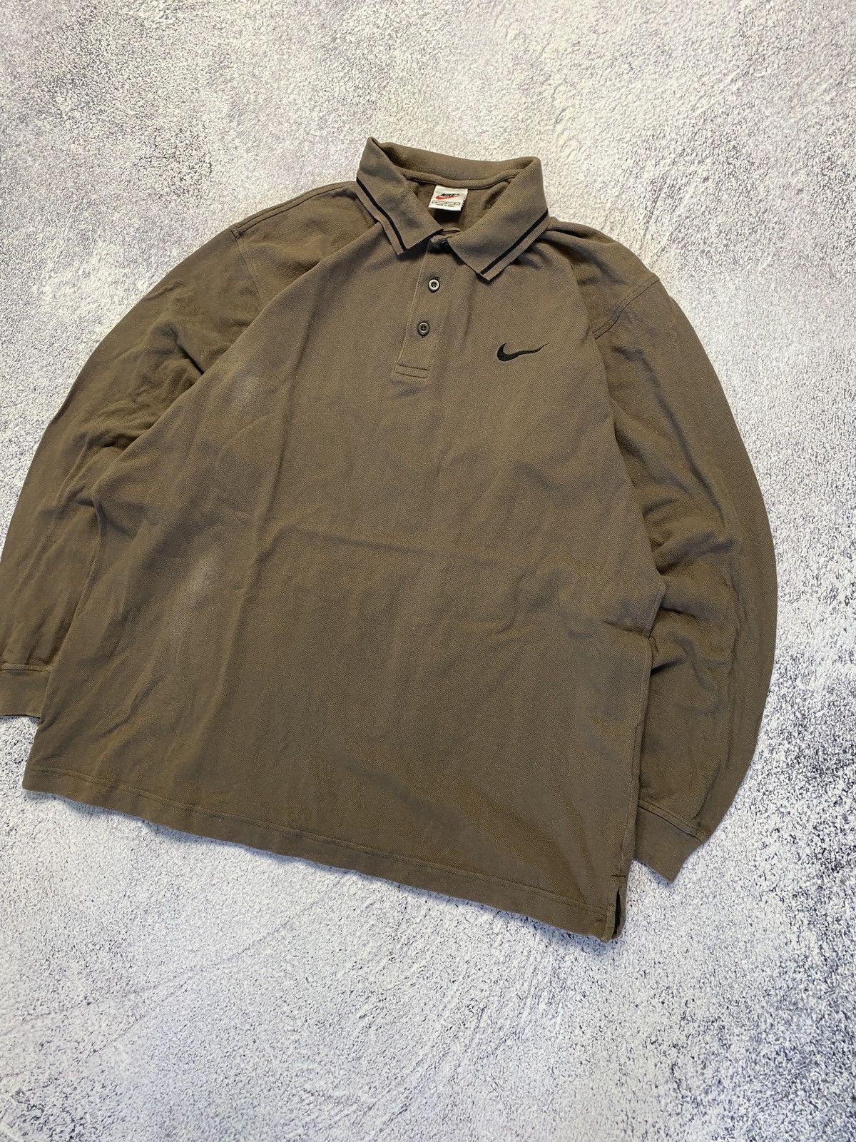 Nike × Vintage Vintage Nike Brown Rugby Longsleeve Shirt Swoosh Y2K Size US L / EU 52-54 / 3 - 2 Thumbnail