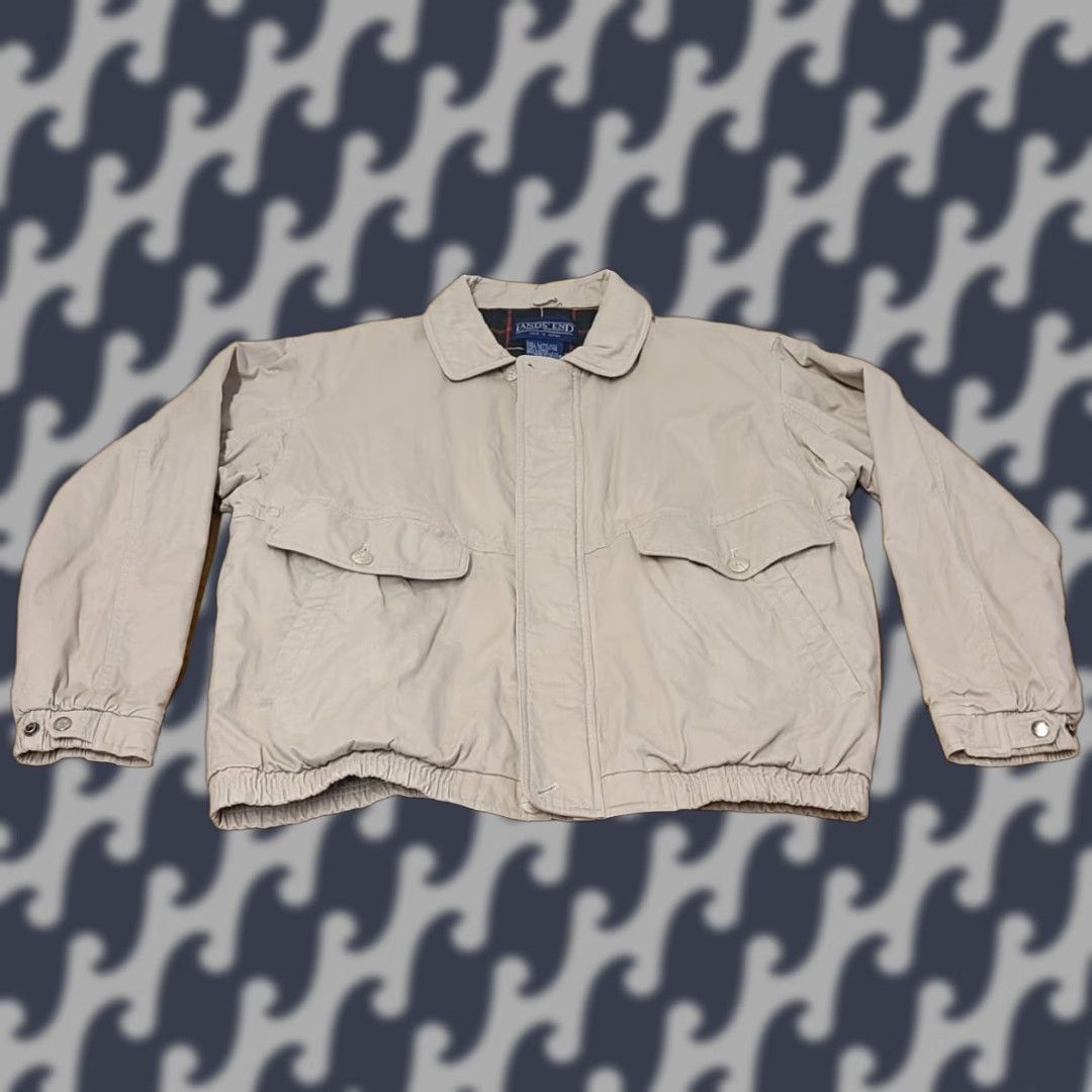 Lands' End Lands' End Jacket Men L Khaki Canvas Lined Overcoat Field Coat Portable Pockets Mid-Length Button Front Size US L / EU 52-54 / 3 - 1 Thumbnail