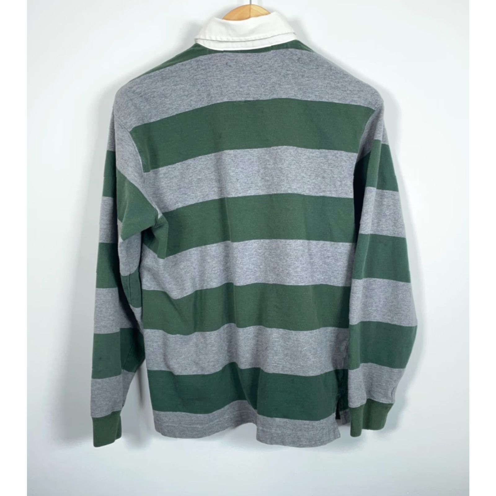 Aeropostale Rugby Polo Shirt Men's Large Gray Green Stripe Embroidered Ivy League Preppy Y2K Size US L / EU 52-54 / 3 - 2 Thumbnail