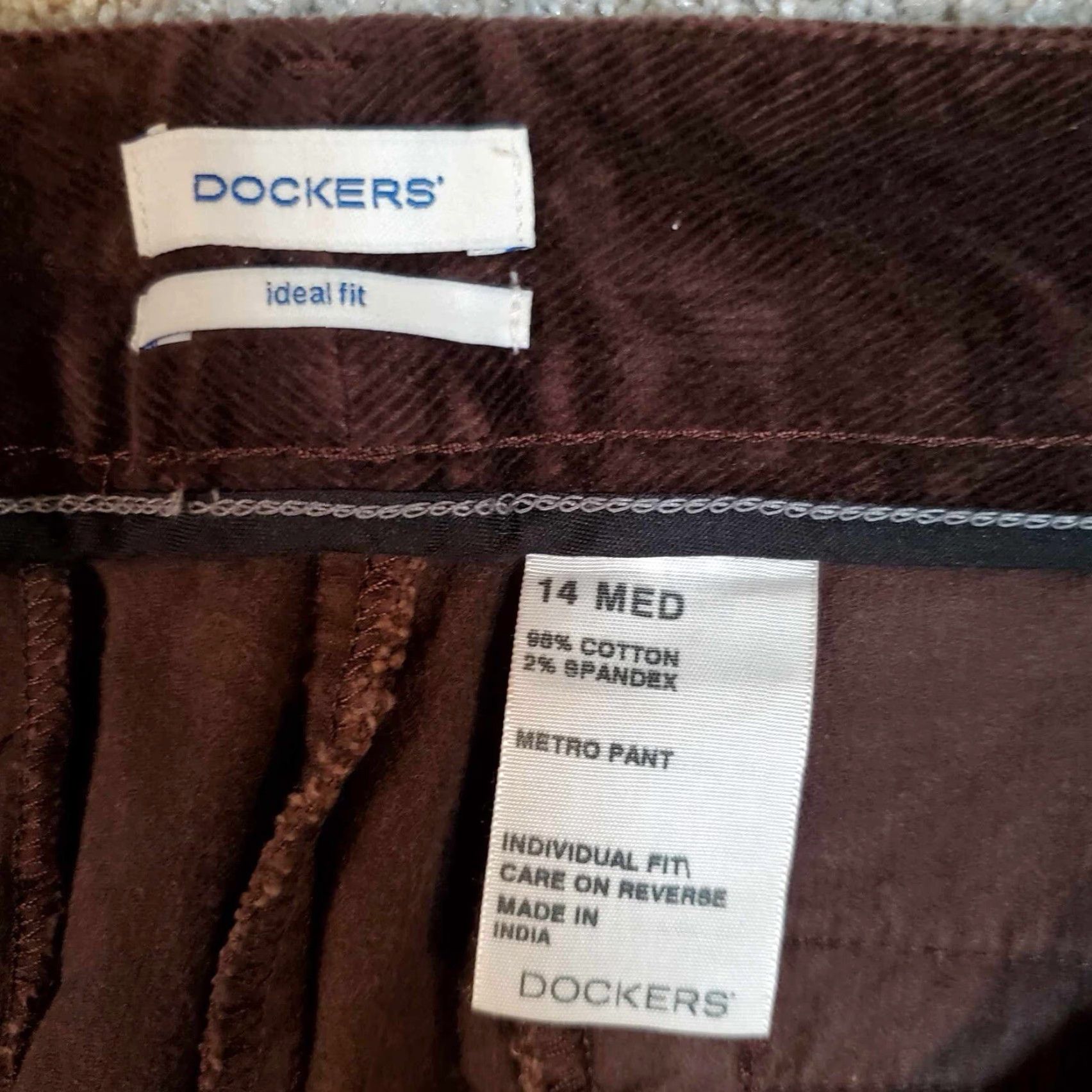 Dockers Dockers Women's Corduroy Pants Wide-Leg 14M Regular 30.5in Inseam Brown Chino Pockets Vintage? Size 36" / US 14 / IT 50 - 2 Thumbnail
