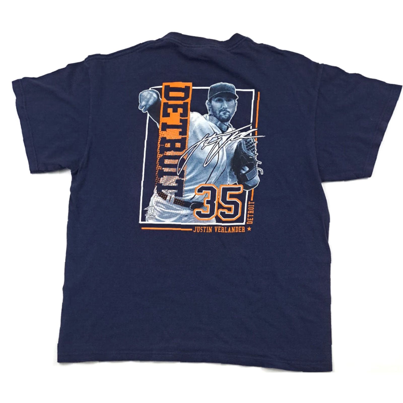 Vintage VINTAGE Detroit Tigers T-Shirt Baseball Justin Verlander 2000s Crew Neck Blue Cotton Delta Pro Weight Large Unisex Adults 90s Theme Shirt Men Womens Size US L / EU 52-54 / 3 - 6 Thumbnail
