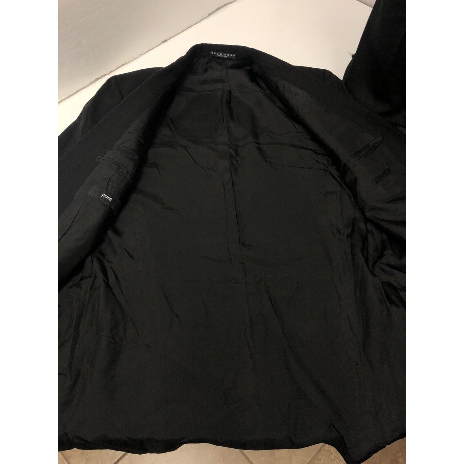 Hugo Boss Vtg Hugo Boss Einstein Sigma Black 3 btn Wool Sport Coat Size 44L - 2 Thumbnail
