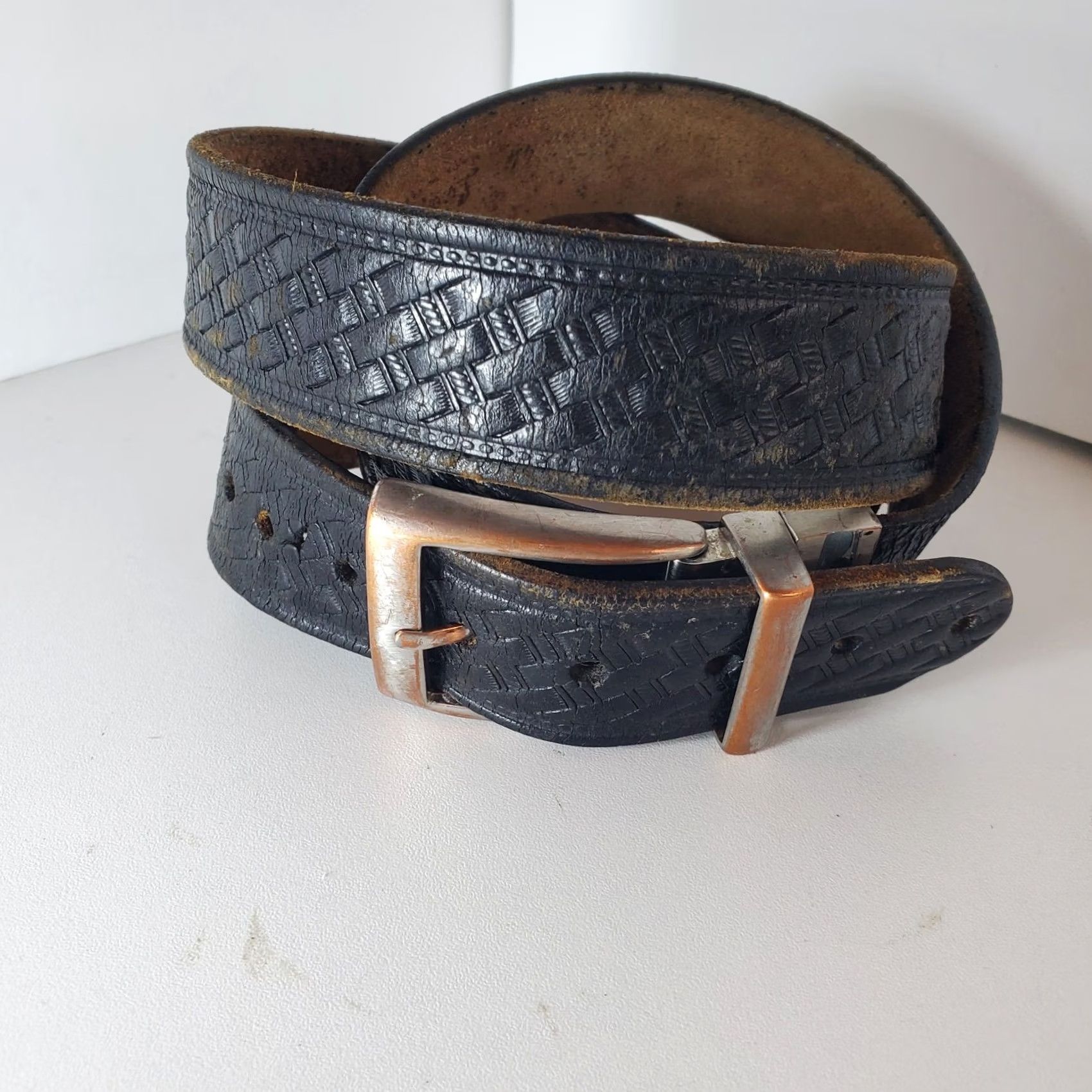 Nike VINTAGE Nike Belt Mens L Black Classic Men Leather Braided Brown Size ONE SIZE - 2 Thumbnail