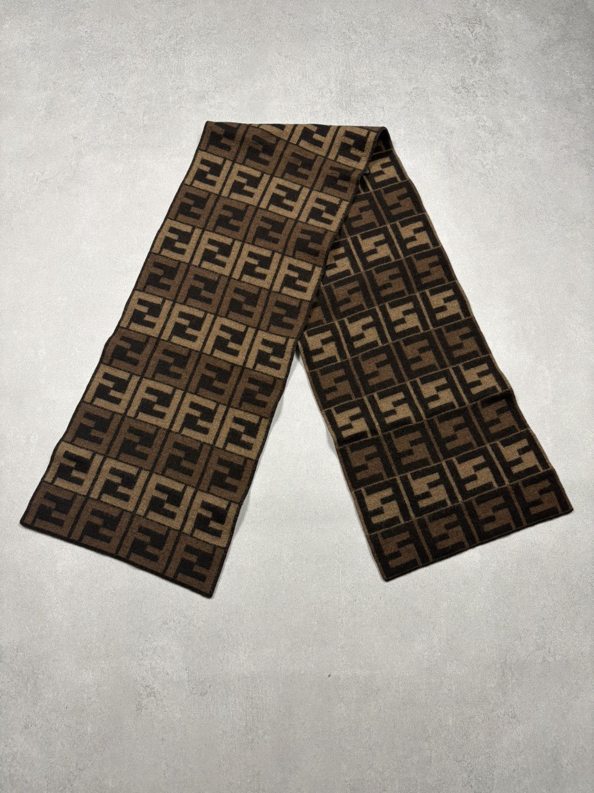 Fendi Vintage Fendi Monogram Zucca Wool Scarf Reversible 2010s Size ONE SIZE - 1 Thumbnail