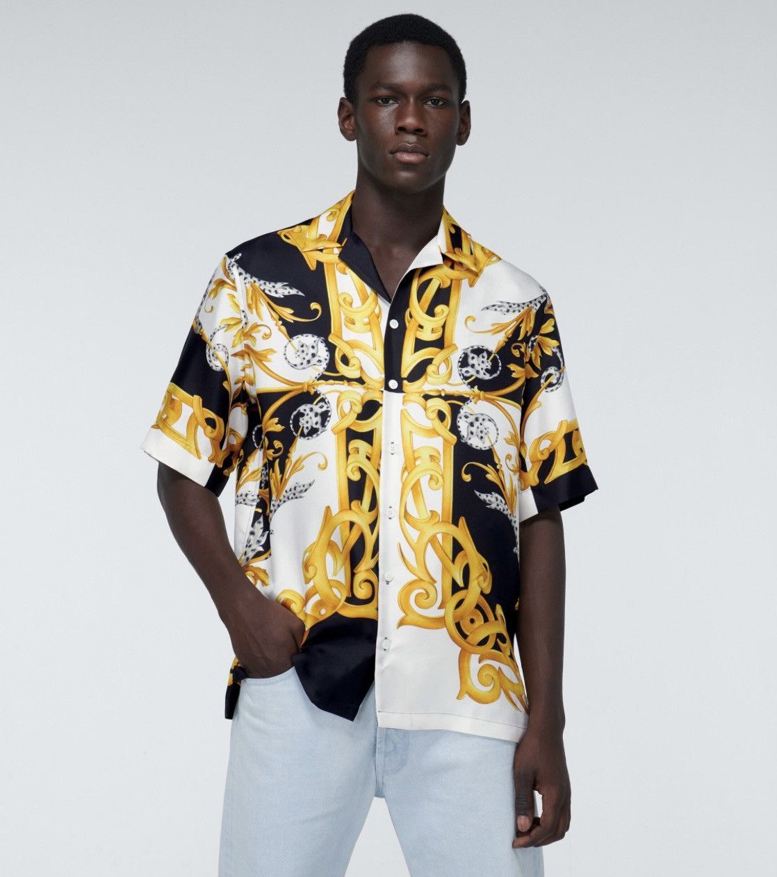 Versace Versace Barocco Acanthus Print Silk Shirt Size US M / EU 48-50 / 2 - 1 Thumbnail