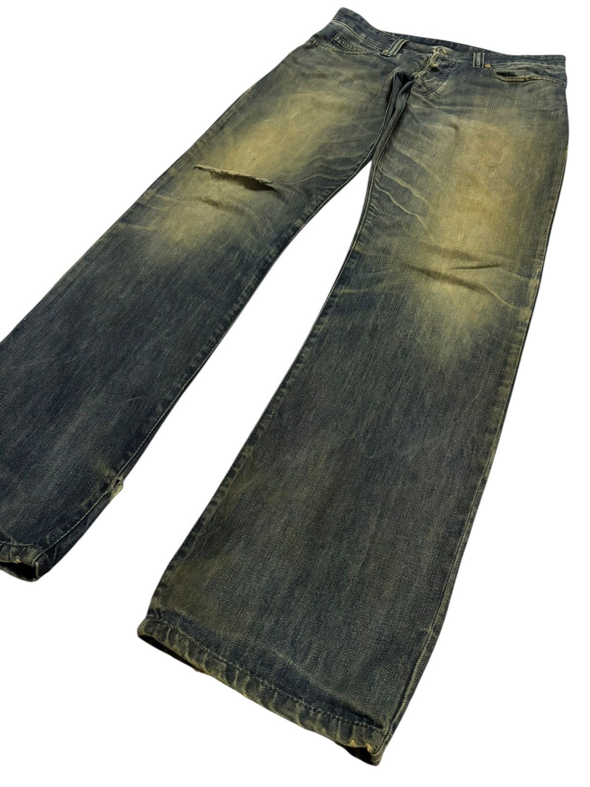 Armani Vtg 90s Emporio Armani Distressed Mud Washed Jeans Size US 33 - 3 Thumbnail