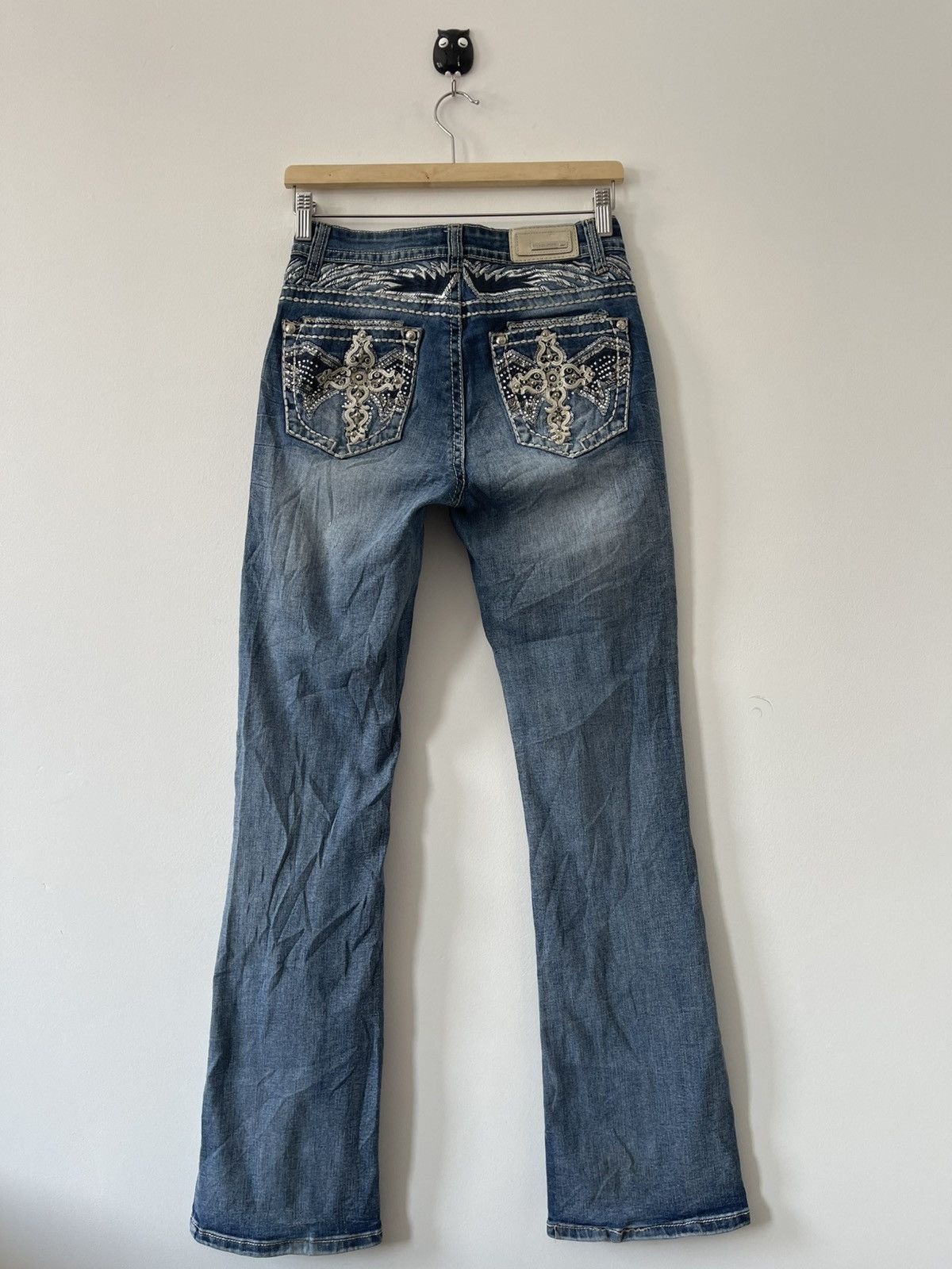 If Six Was Nine Rare Vintage SEXY COUTURE Embroidery Back Boot Cut Flare Size 27" / US 4 / IT 40 - 1 Thumbnail