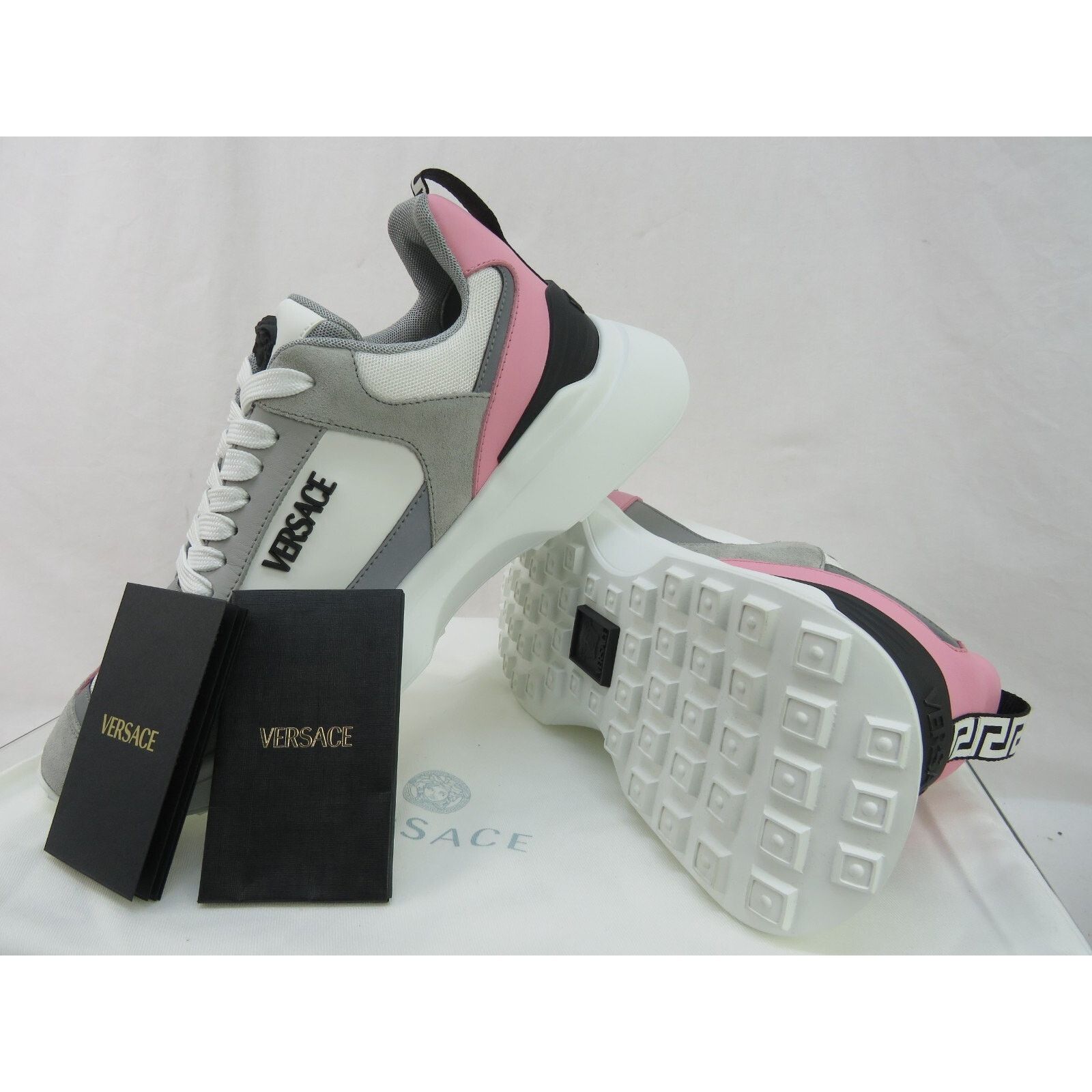 Versace VERSACE PINK WHITE LEATHER MEDUSA HEAD PLATFORM SNEAKERS 38 Size US 8 / IT 38 - 11 Thumbnail