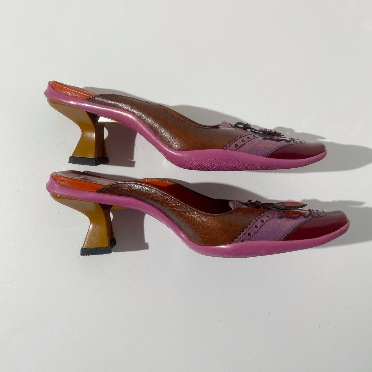 Prada × Vintage Prada 1999 AW Pink / Purple Acorn Pointed Square Toe Heels  | Grailed