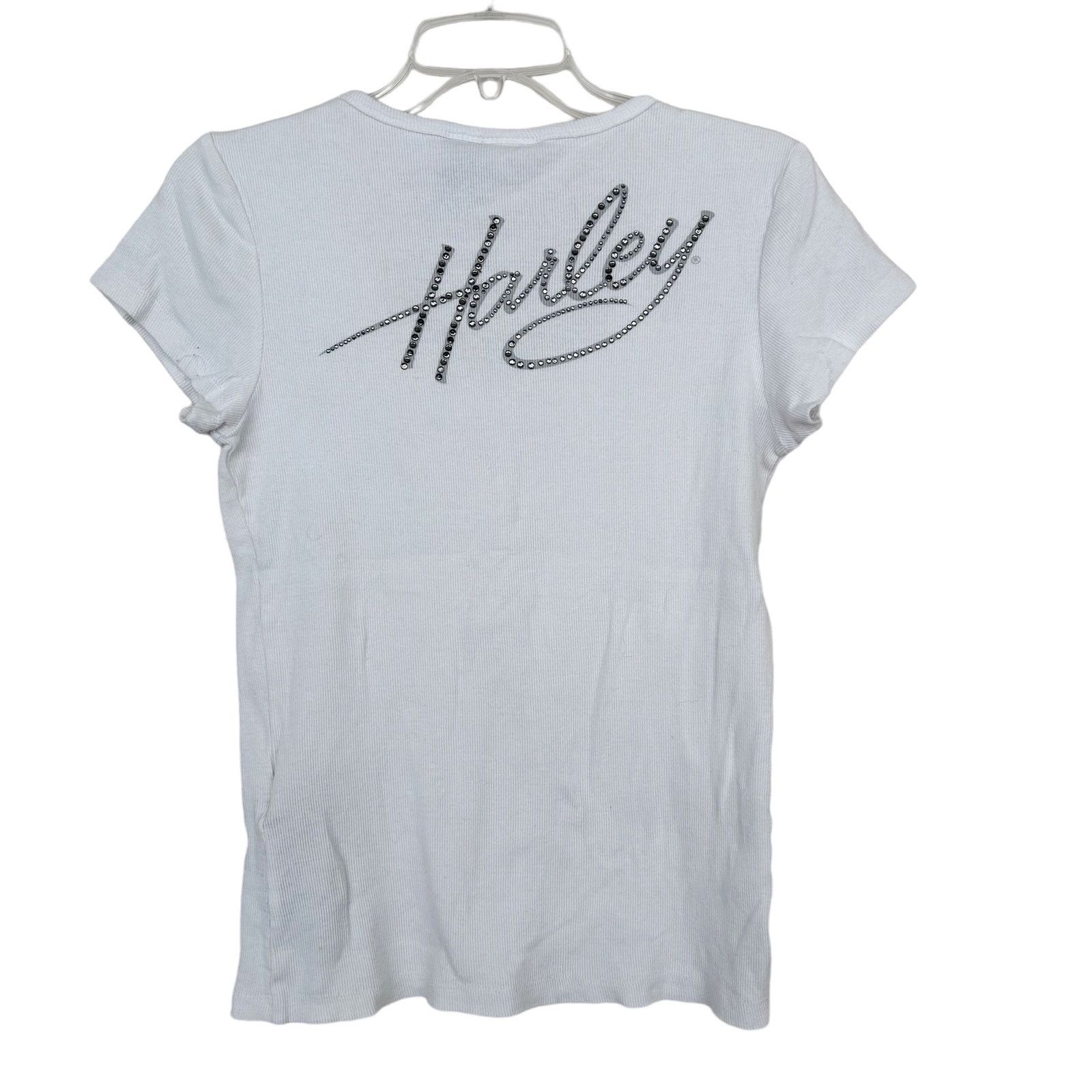 Harley Davidson Harley Davidson White Ribbed Henley T Shirt Sz L Size L / US 10 / IT 46 - 5 Thumbnail