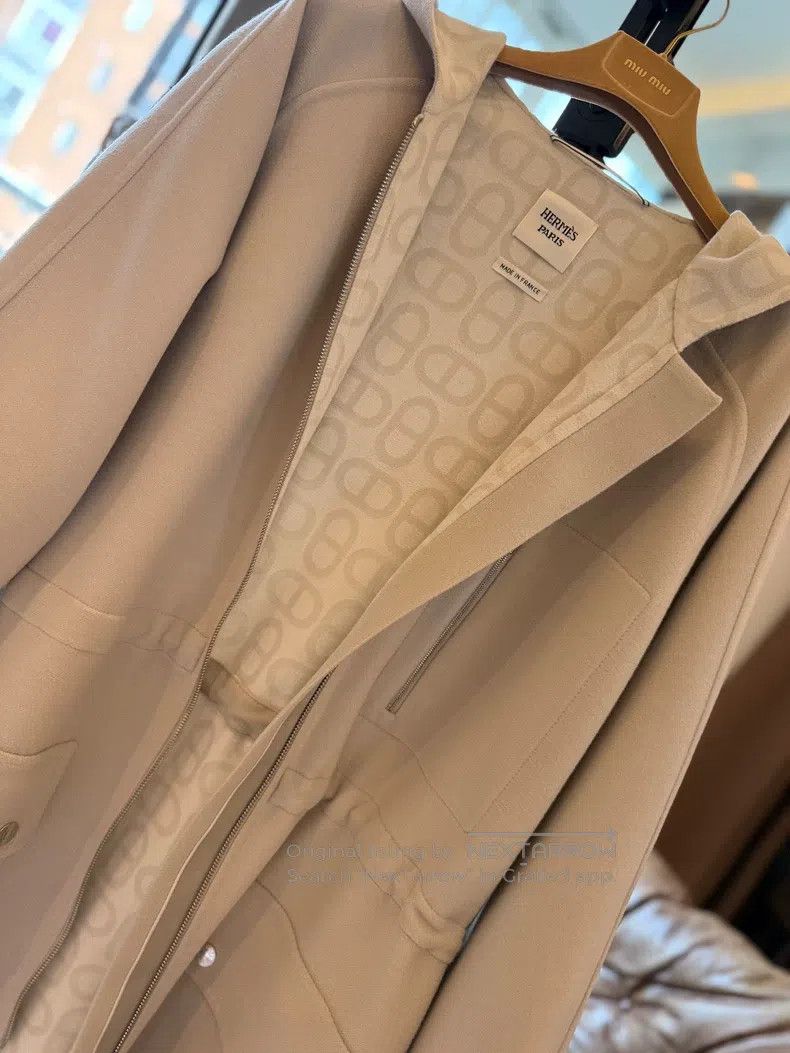 Hermes Hermes Beige Hooded Coat, High-Quality Wool Blend Size XS / US 0-2 / IT 36-38 - 7 Thumbnail