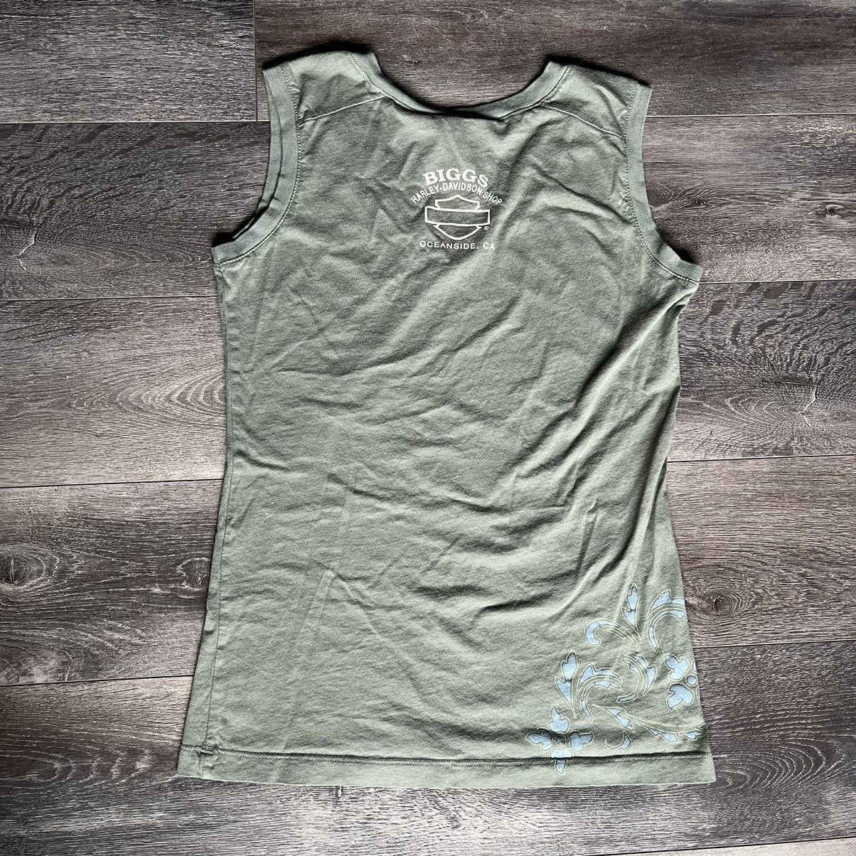 Harley Davidson Vintage 2000s Harley Davidson Flower V Neck Sleeveless Tank Size L / US 10 / IT 46 - 6 Thumbnail