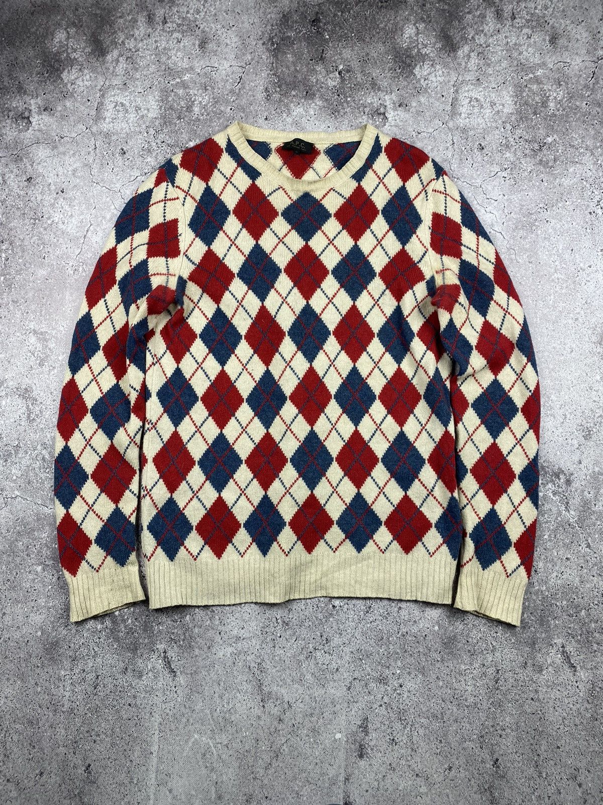 A.P.C. Vintage knit A.P.C sweater Japan style checkered Merino wool Size US M / EU 48-50 / 2 - 1 Thumbnail