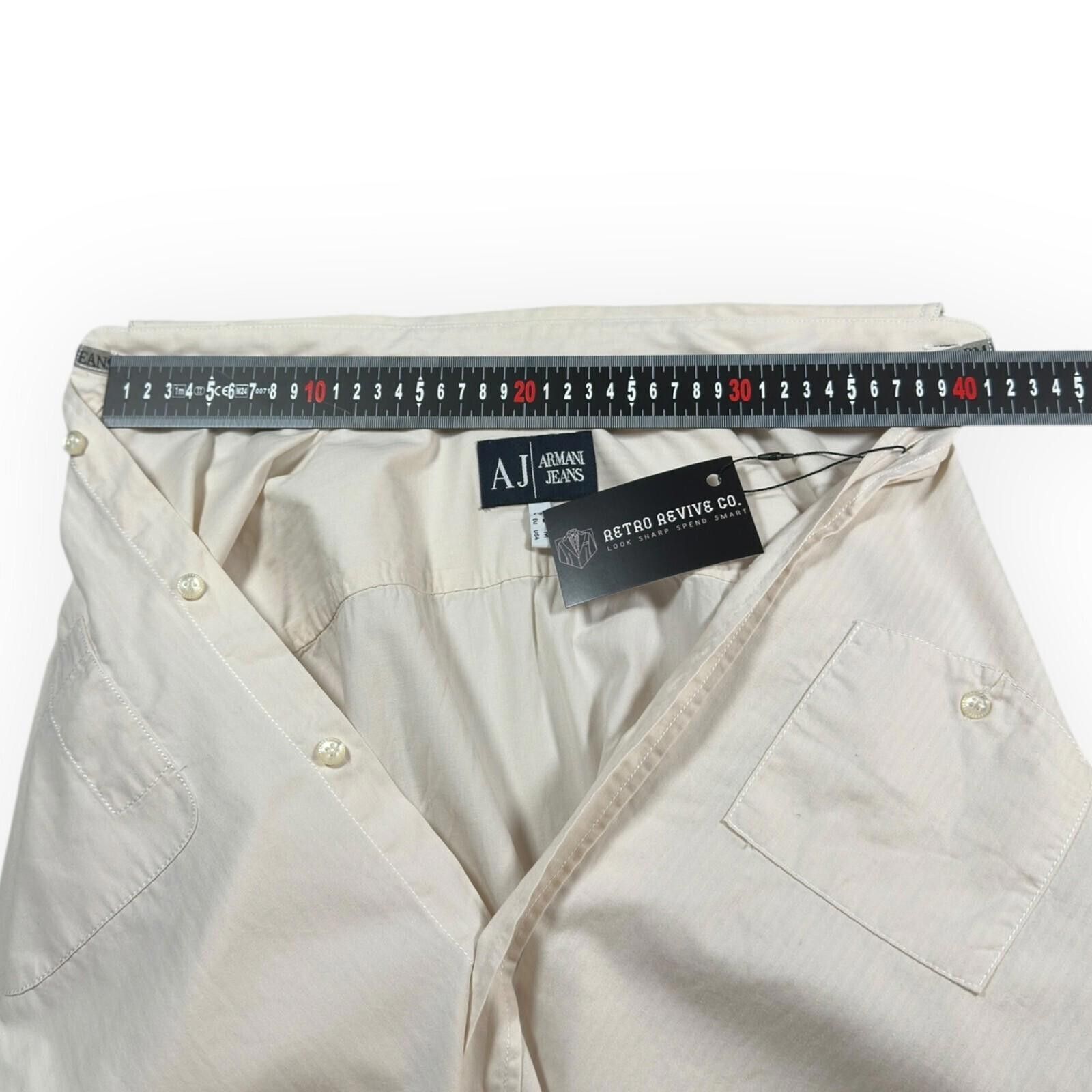Other Armani Jeans Shirt Men's UK Size L Beige Plain Long Sleeve Size 42R - 10 Thumbnail