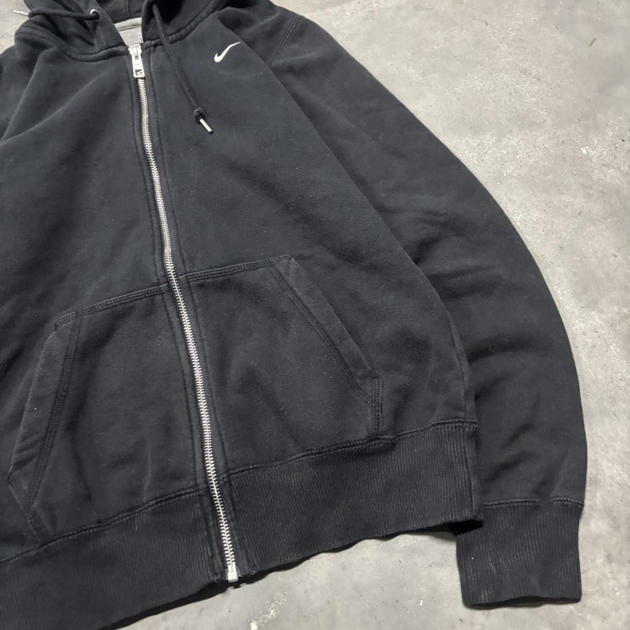 Nike × Vintage Crazy Vintage Y2K/2000s Black Nike Swoosh Zip Up Hoodie! Size S / US 4 / IT 40 - 4 Thumbnail