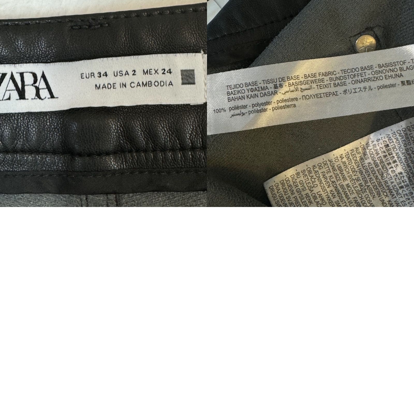 Zara ZARA Black Faux Leather High-Rise Skinny Pants Women's 2 5-Pocket Jeans Style Size 26" / US 2 / IT 38 - 9 Thumbnail