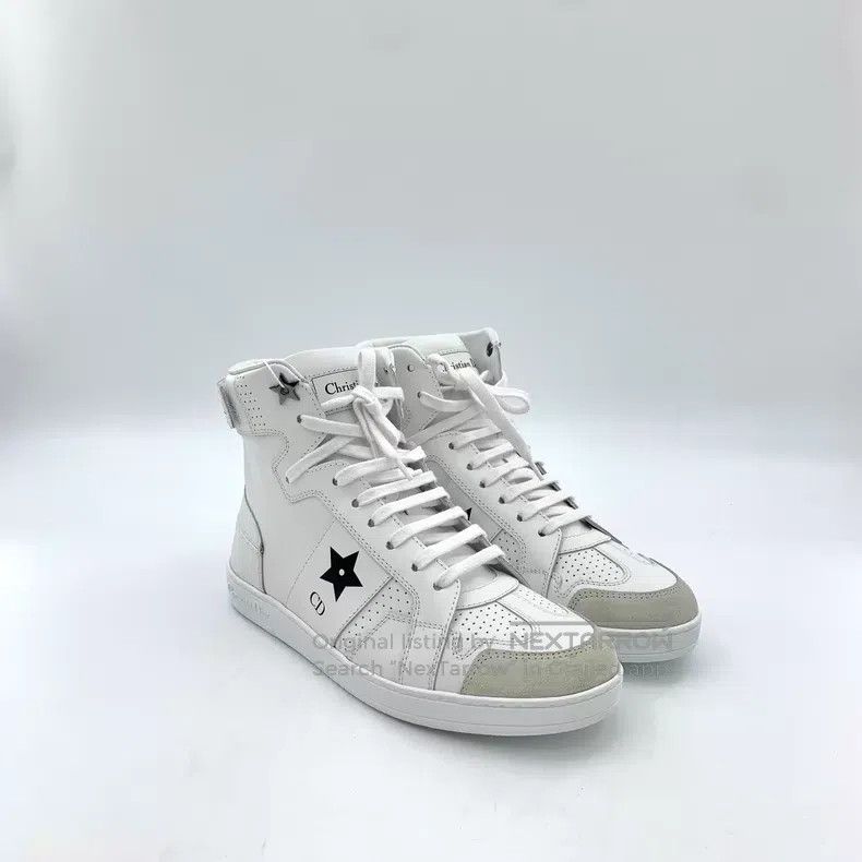 Dior Dior 23 white pentagram belt casual flat high-top sneakers Size US 4.5 / IT 34.5 - 2 Thumbnail