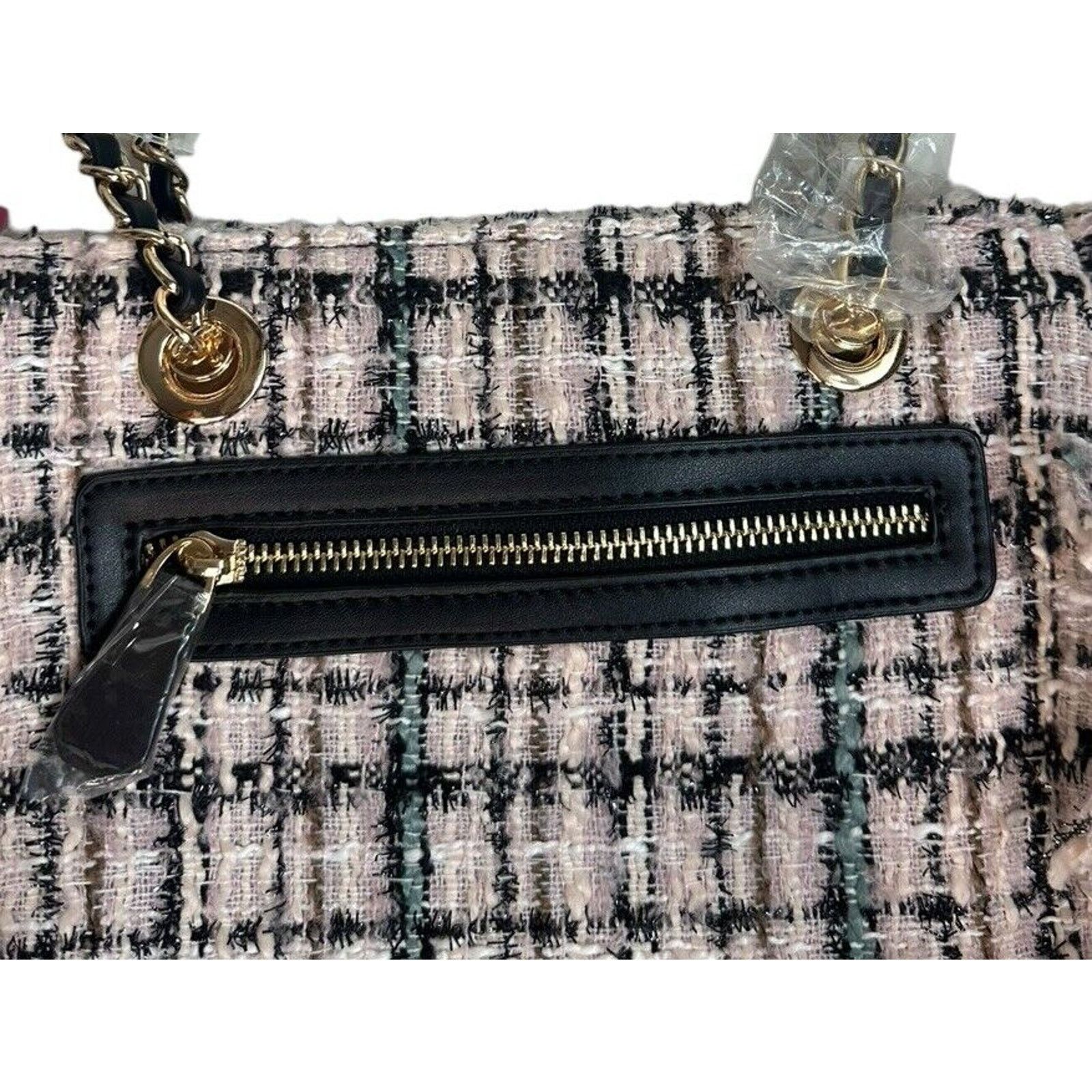 Other Sassy Jones Pink Black Tweed Fringe Handbag Purse Chain Size ONE SIZE - 10 Thumbnail