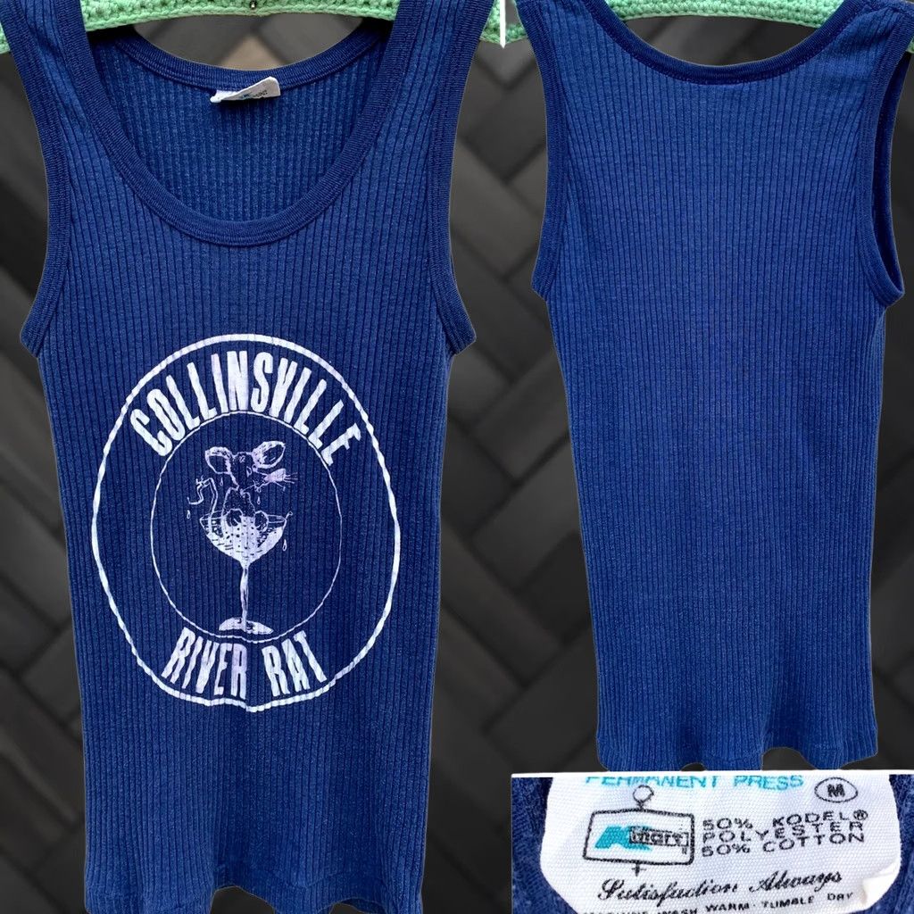 Vintage VINTAGE Kmart Collinsville River Rat Tank Top Shirt M Blue 50/50 Kodel Polyester Cotton Graphic Sportswear/Beach Mens Women Girls Size M / US 6-8 / IT 42-44 - 1 Thumbnail