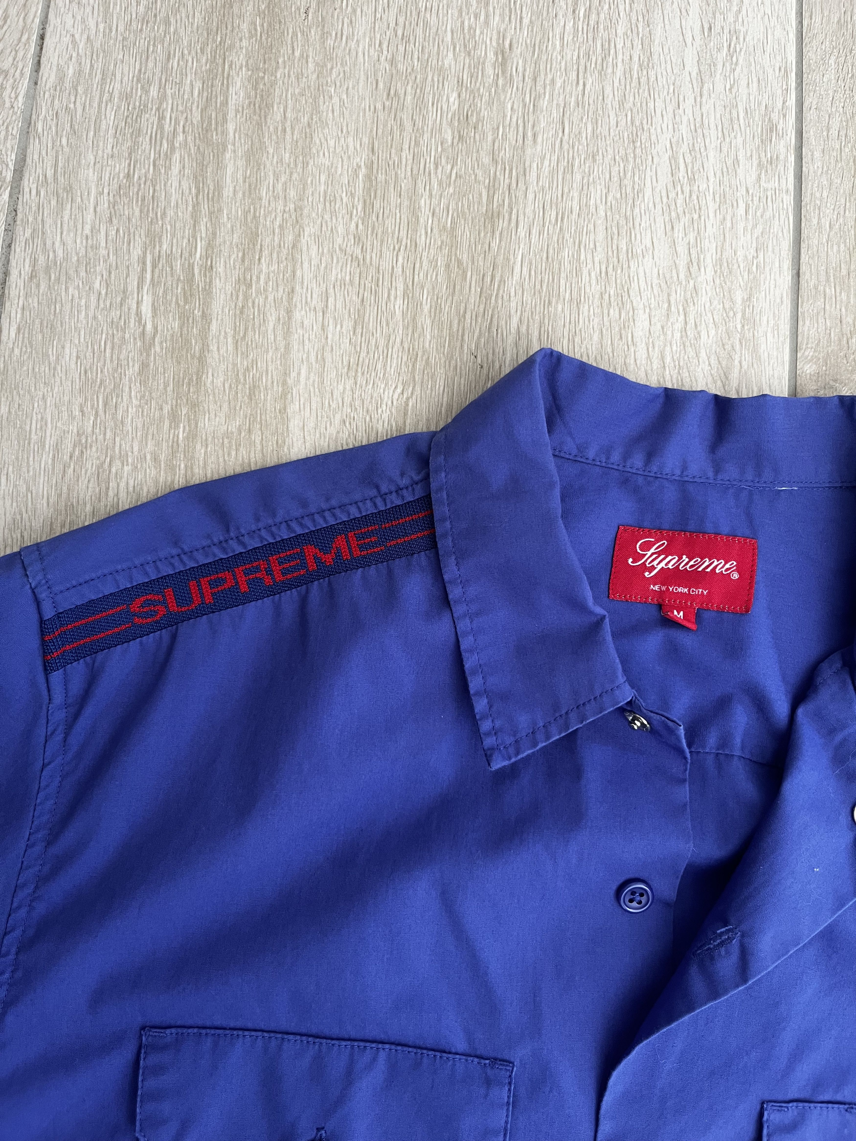 Supreme Supreme 21SS Logo Rib S/S Work Shirt Blue Size US M / EU 48-50 / 2 - 2 Thumbnail