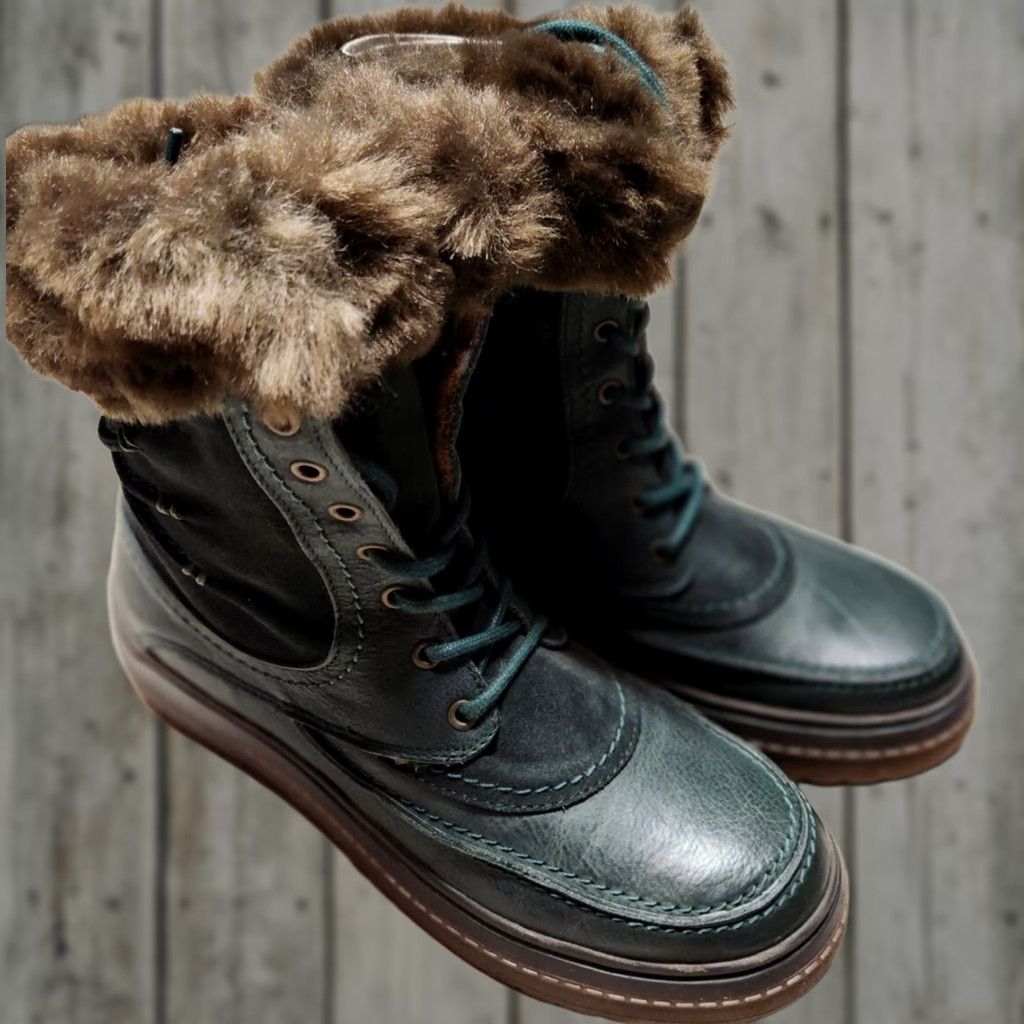 Vintage VINTAGE Eric Michael Boots Snow Boot Fur Lined Lace Up Green 9 Women Winter Gail Size US 9 / IT 39 - 1 Thumbnail