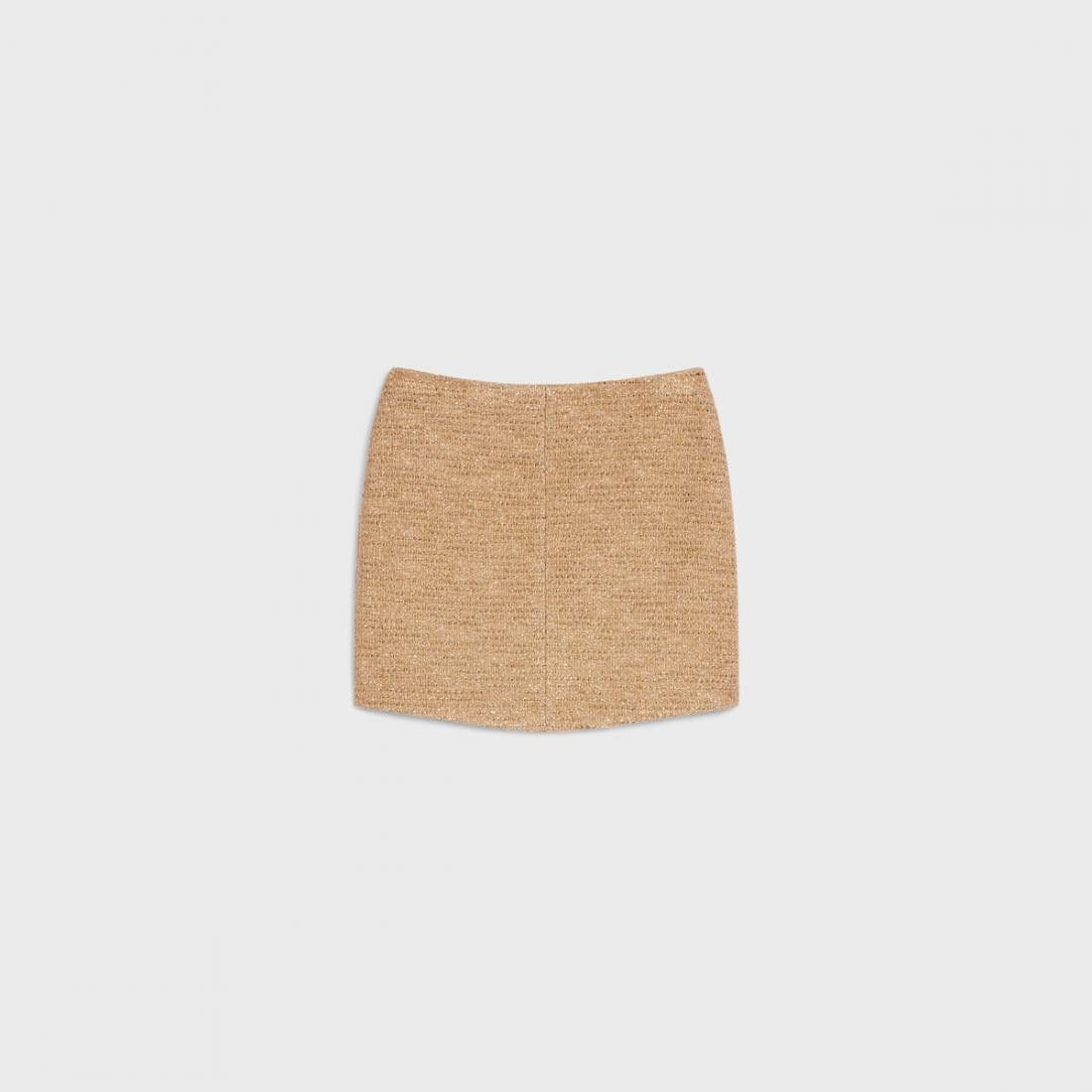 Image of Celine O1W1Db10324 Mini Skirt In Beige, Women's (Size 38)