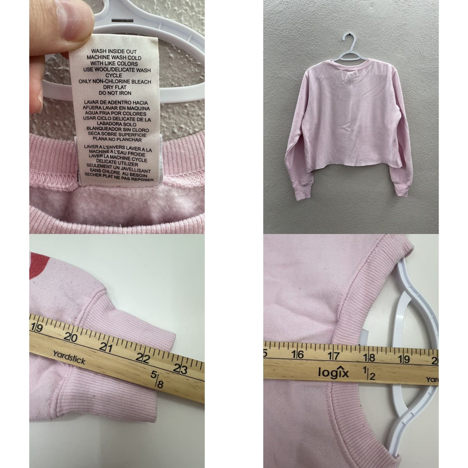 Vintage Mighty Fine Sweatshirt Womens Size Medium Pink Los Angeles Long Sleeve Cropped Size M / US 6-8 / IT 42-44 - 8 Thumbnail