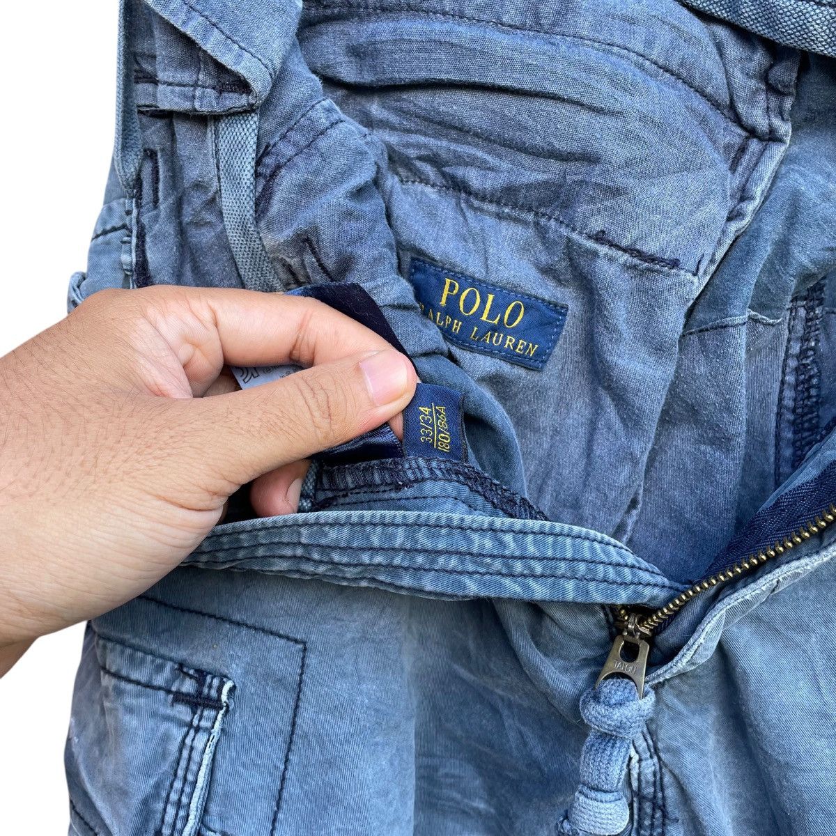 Polo Ralph Lauren × RRL Ralph Lauren × Ralph Lauren Sport 2000s Polo Ralph Laurent Military Drawstring Cargo Pant Size US 33 - 5 Thumbnail