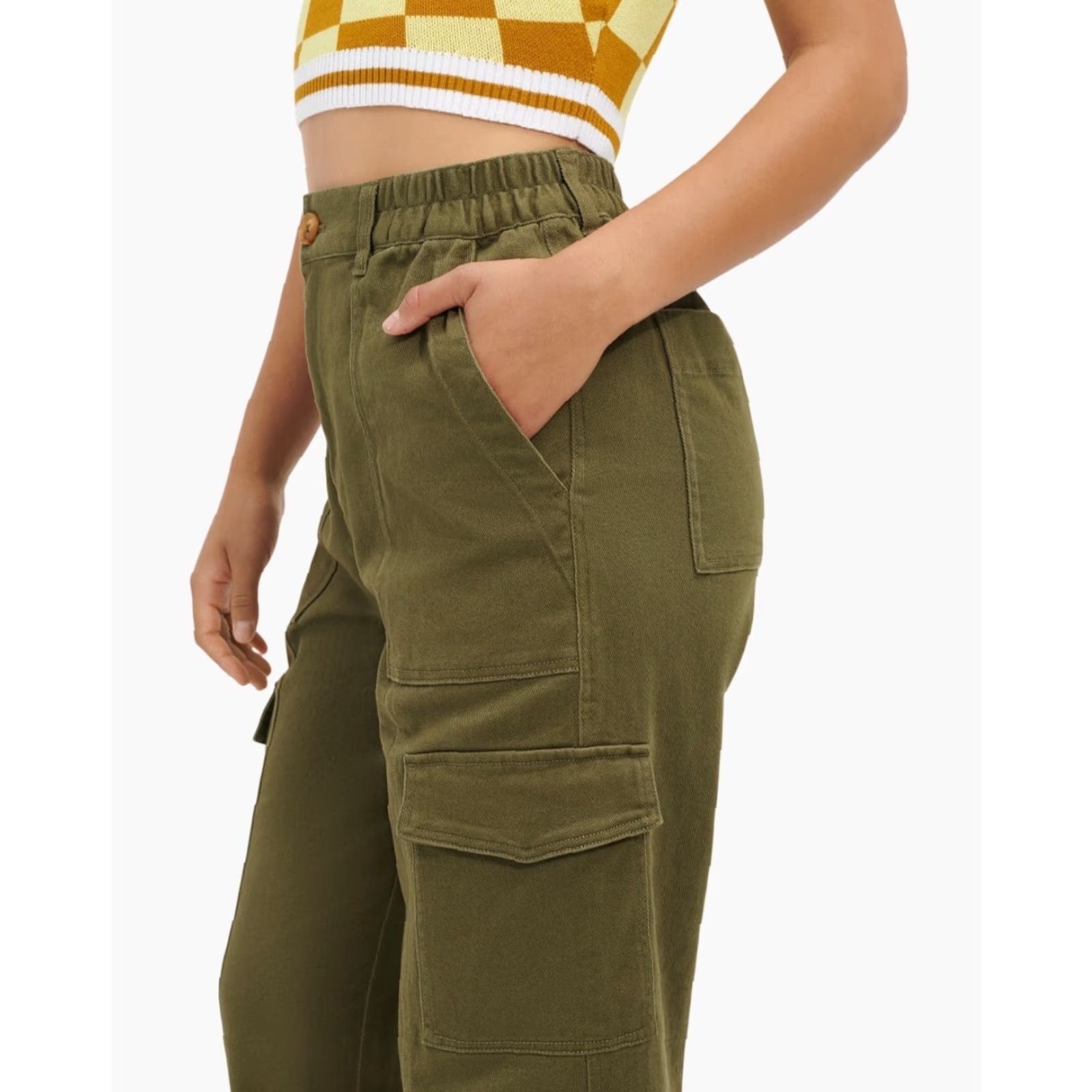 Ugg UGG Kensley Cargo Pant XS Women Slim Leg Green 36" Inseam Cargo Pockets Zipper Elastic Waistband NWT Size 26" / US 2 / IT 38 - 3 Thumbnail