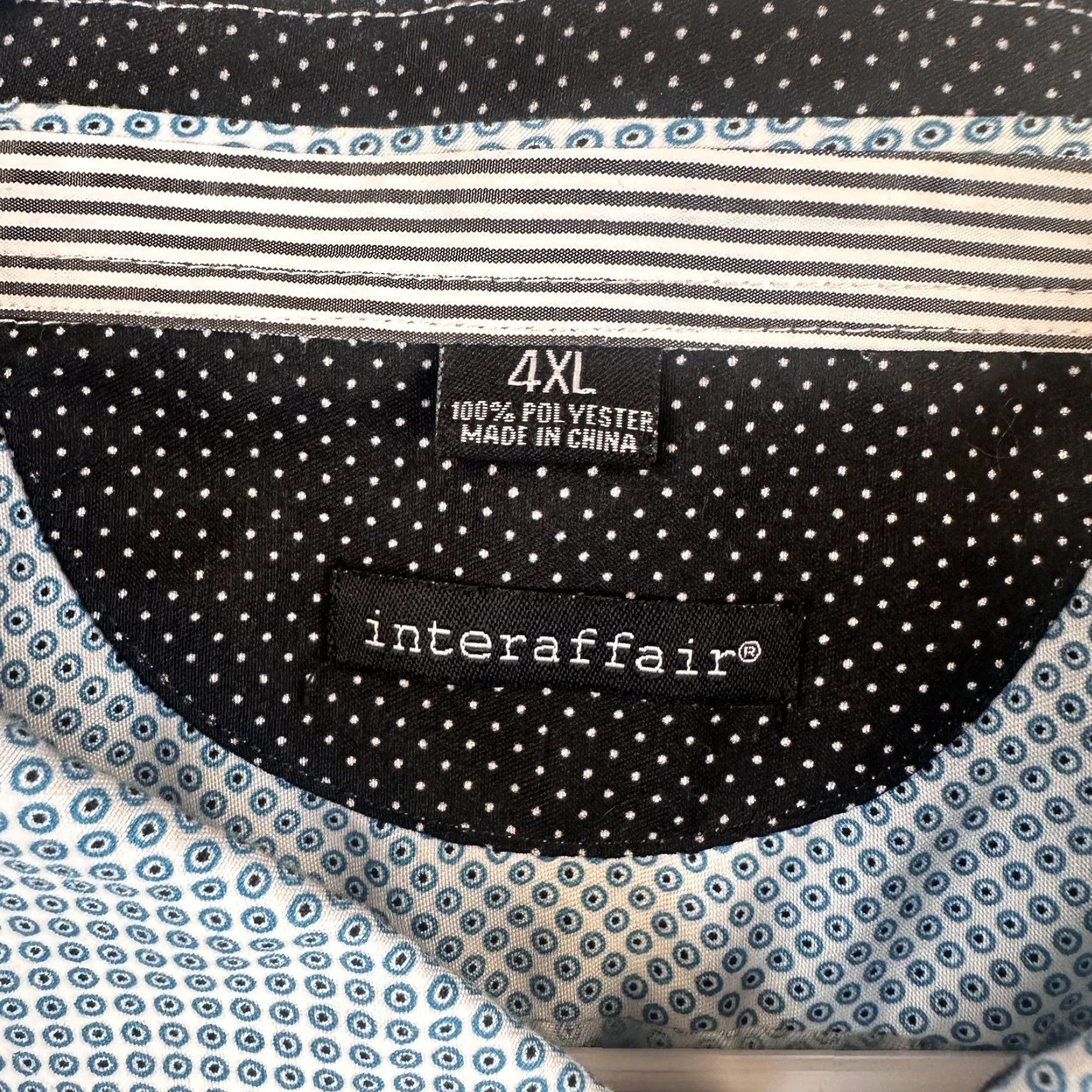 Vintage Interaffair Shirt Mens 4XL Blue Geometric Print Short Sleeve Button-Down Pocket Shirt Size US XXL / EU 58 / 5 - 3 Thumbnail