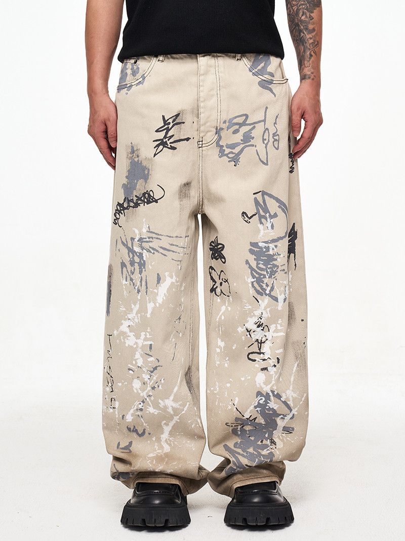 Painted Graffiti Baggy Jeans Streetwear Hip Hop