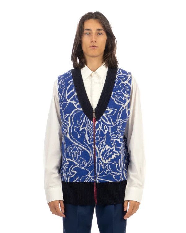 Viktor & Rolf !DS! SS23 Viktor & Rolf Jacquard Spencer Blue Knit Vest Size US M / EU 48-50 / 2 - 5 Thumbnail
