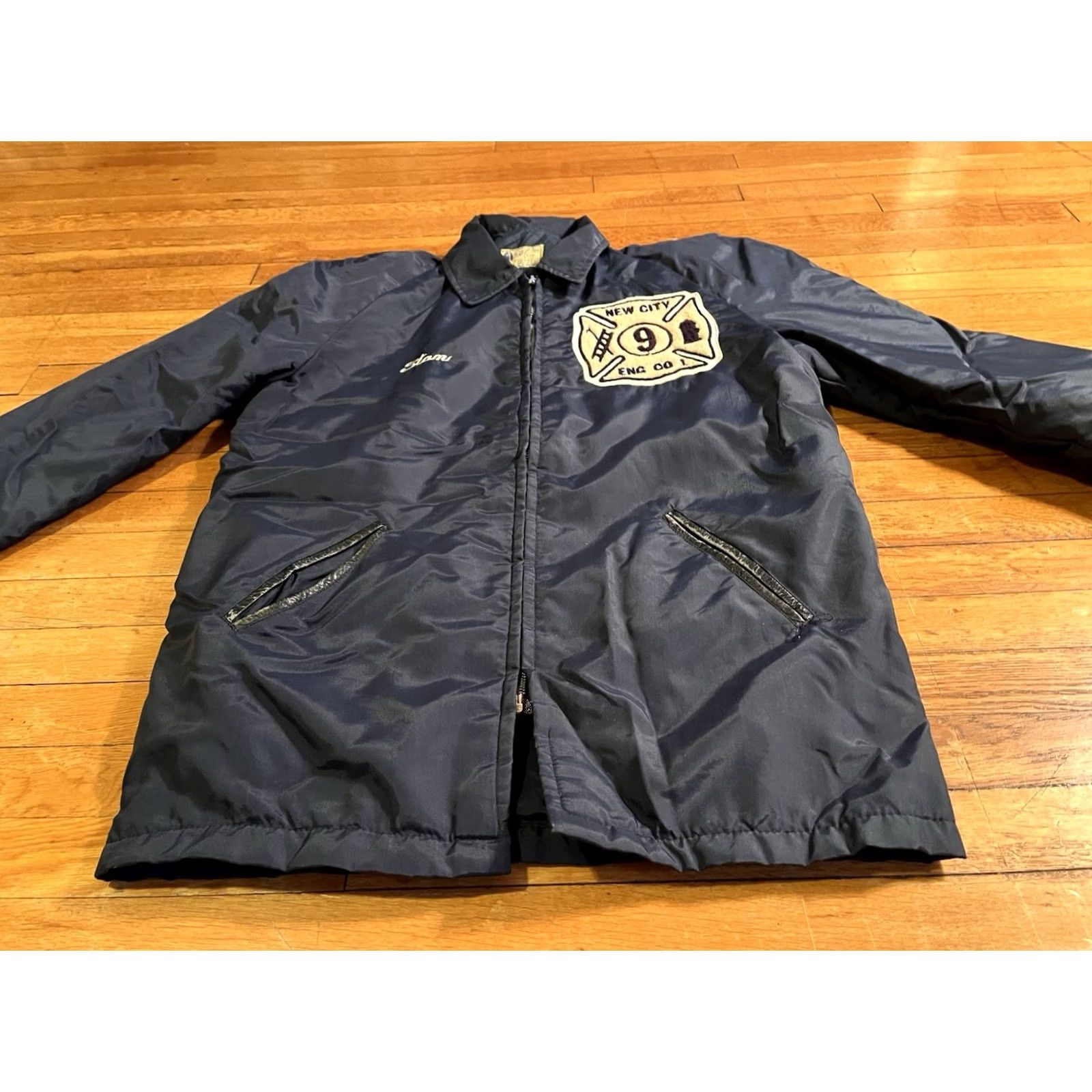CO VINTAGE Hewitt Mfg New City Fire Engine Co Jacket Men's 40 Blue Quilt Lined 60s Size US L / EU 52-54 / 3 - 2 Thumbnail