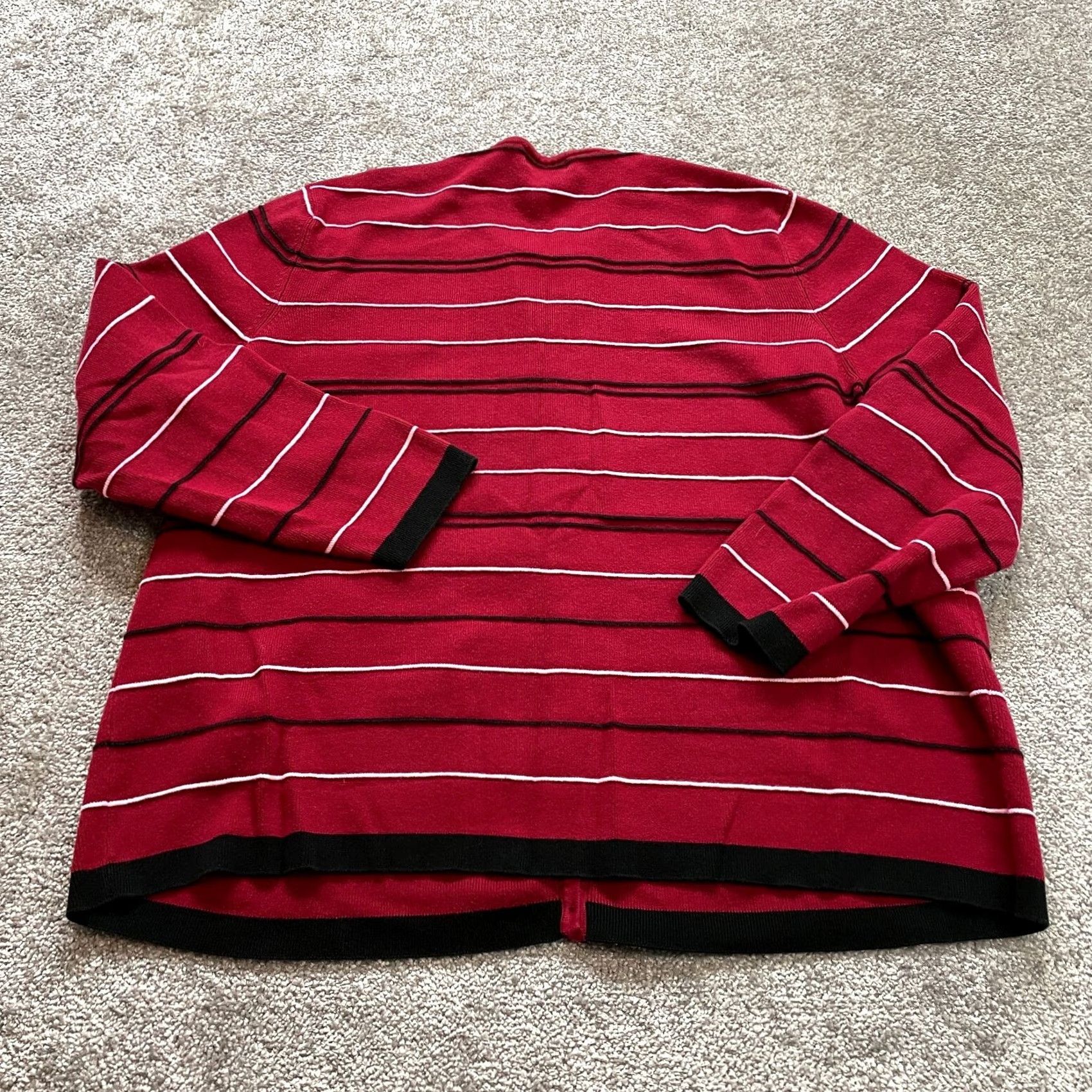 Vintage VINTAGE Style&co Cardigan Sweater Womens 2X Red Striped Button Up Knit Crew Neck Beaded Long Sleeve Casual Size XXL / US 16-18 / IT 52-54 - 8 Thumbnail