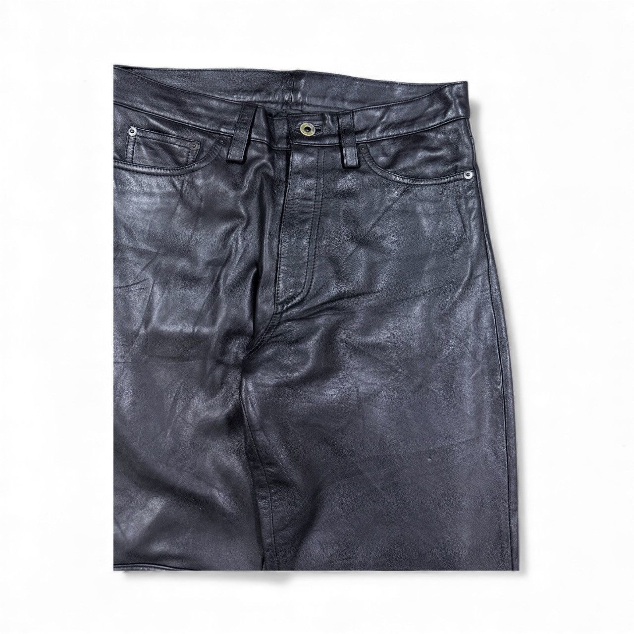 Kadoya Vtg🔥Les Vis A Bois Black Leather Bikers Pants Size US 32 / EU 48 - 8 Thumbnail